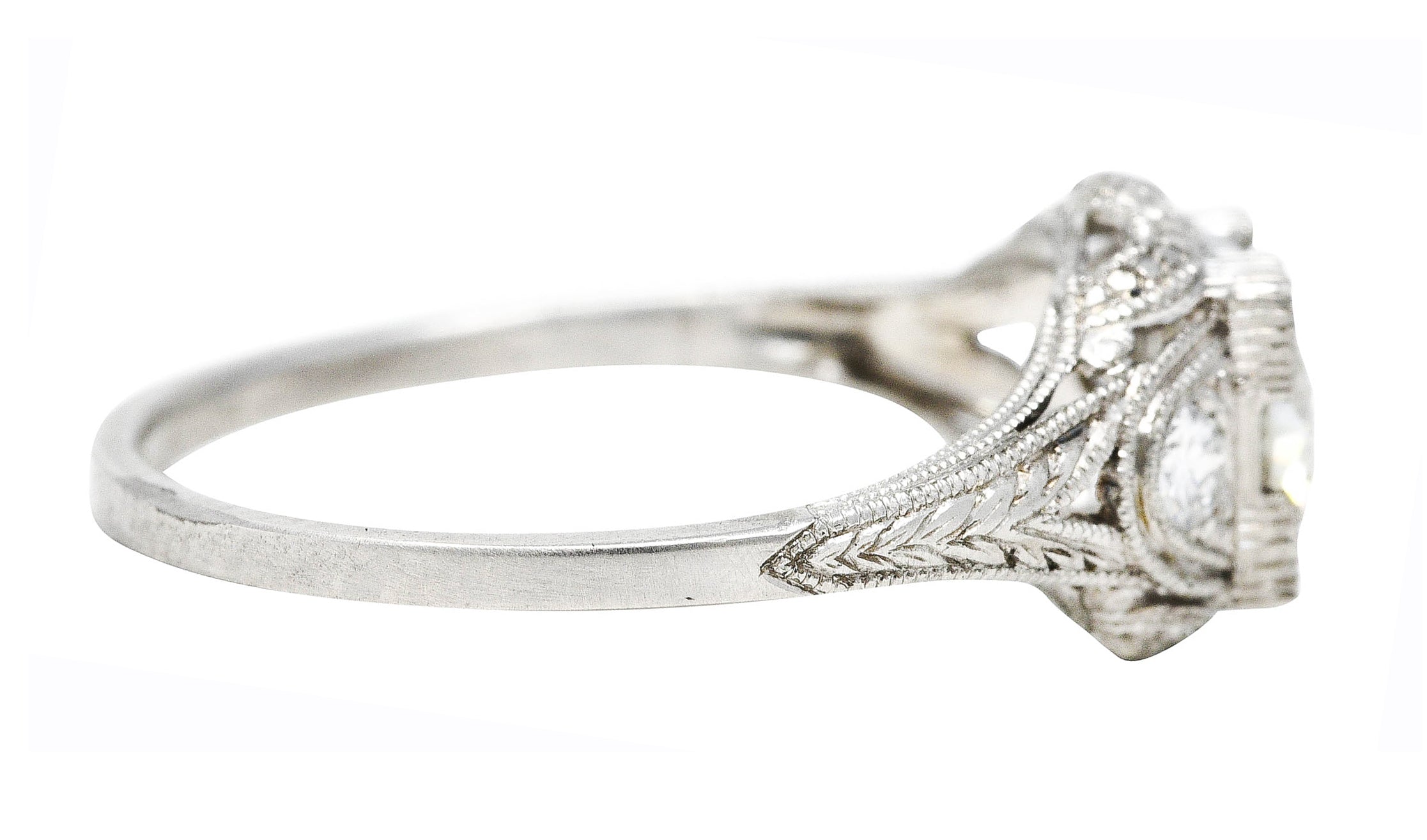 1950's Mid-Century 0.86 CTW Diamond Platinum Engagement Ring Wilson's Estate Jewelry