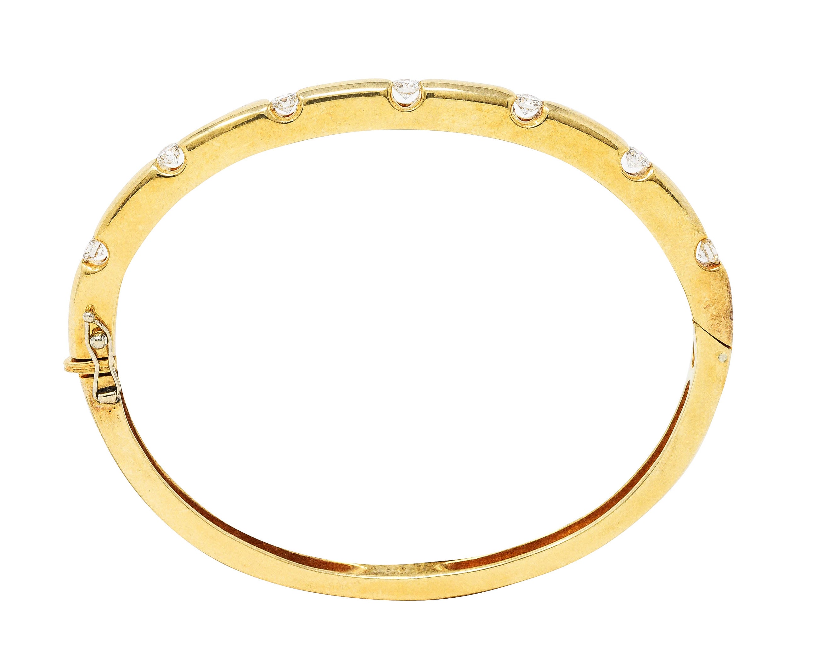 Vintage 0.95 CTW Diamond 14 Karat Gold Bangle Braceletbracelet - Wilson's Estate Jewelry
