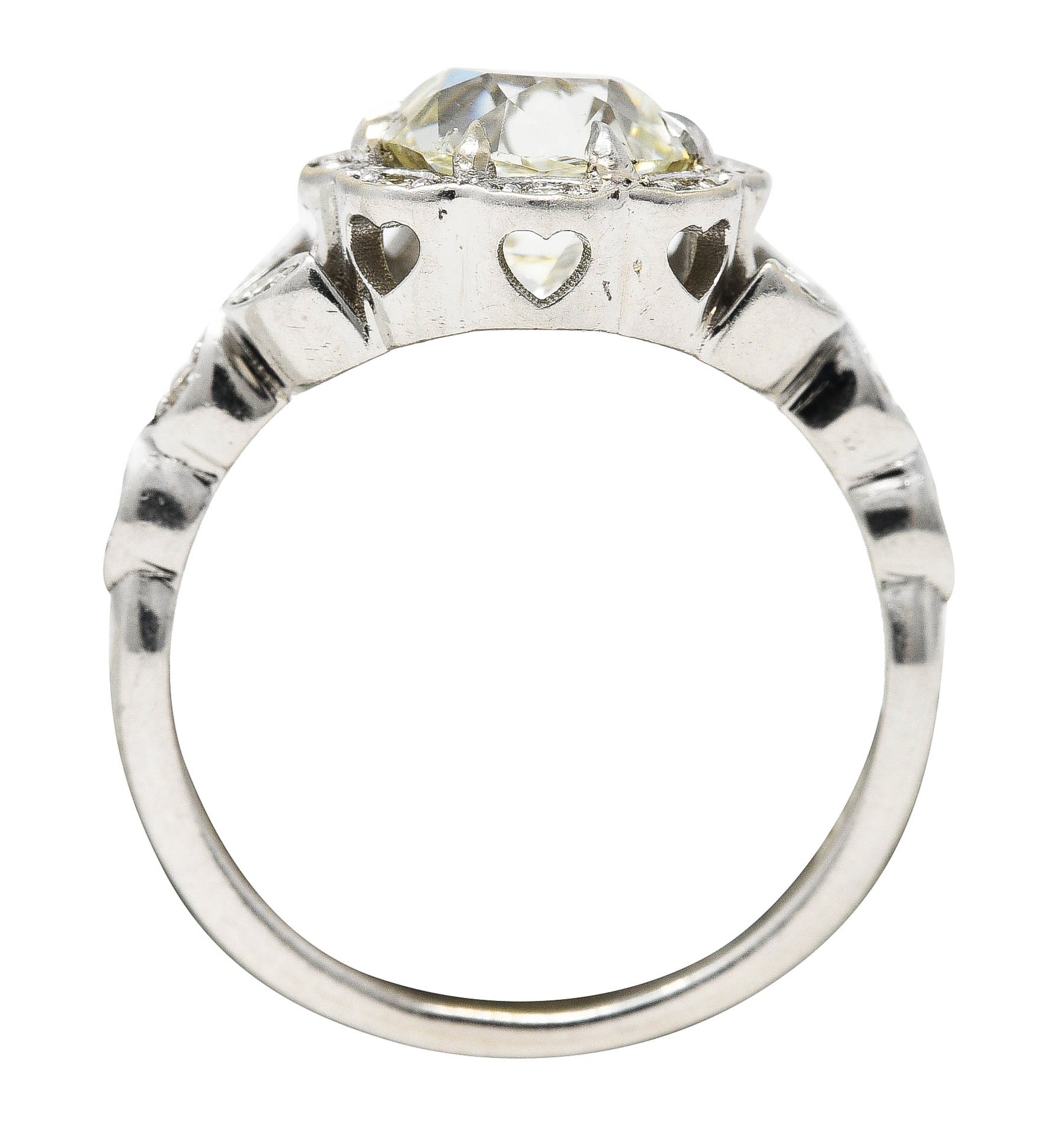 Vintage 2.17 CTW Old Mine Diamond 14 Karat White Gold Flower Cluster Engagement Ring Wilson's Estate Jewelry