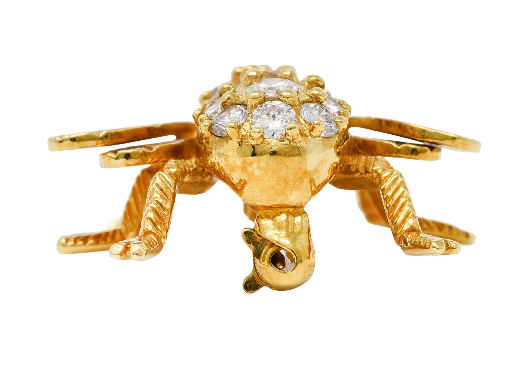 1980's Vintage 0.90 CTW Diamond 18 Karat Gold British Bee BroochBrooch - Wilson's Estate Jewelry