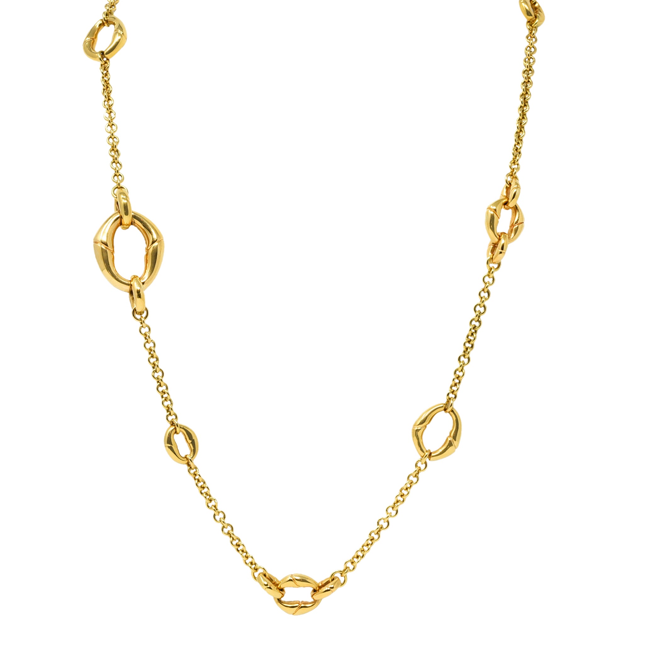 Gucci 18 Karat Gold Bamboo Link Station NecklaceNecklace - Wilson's Estate Jewelry