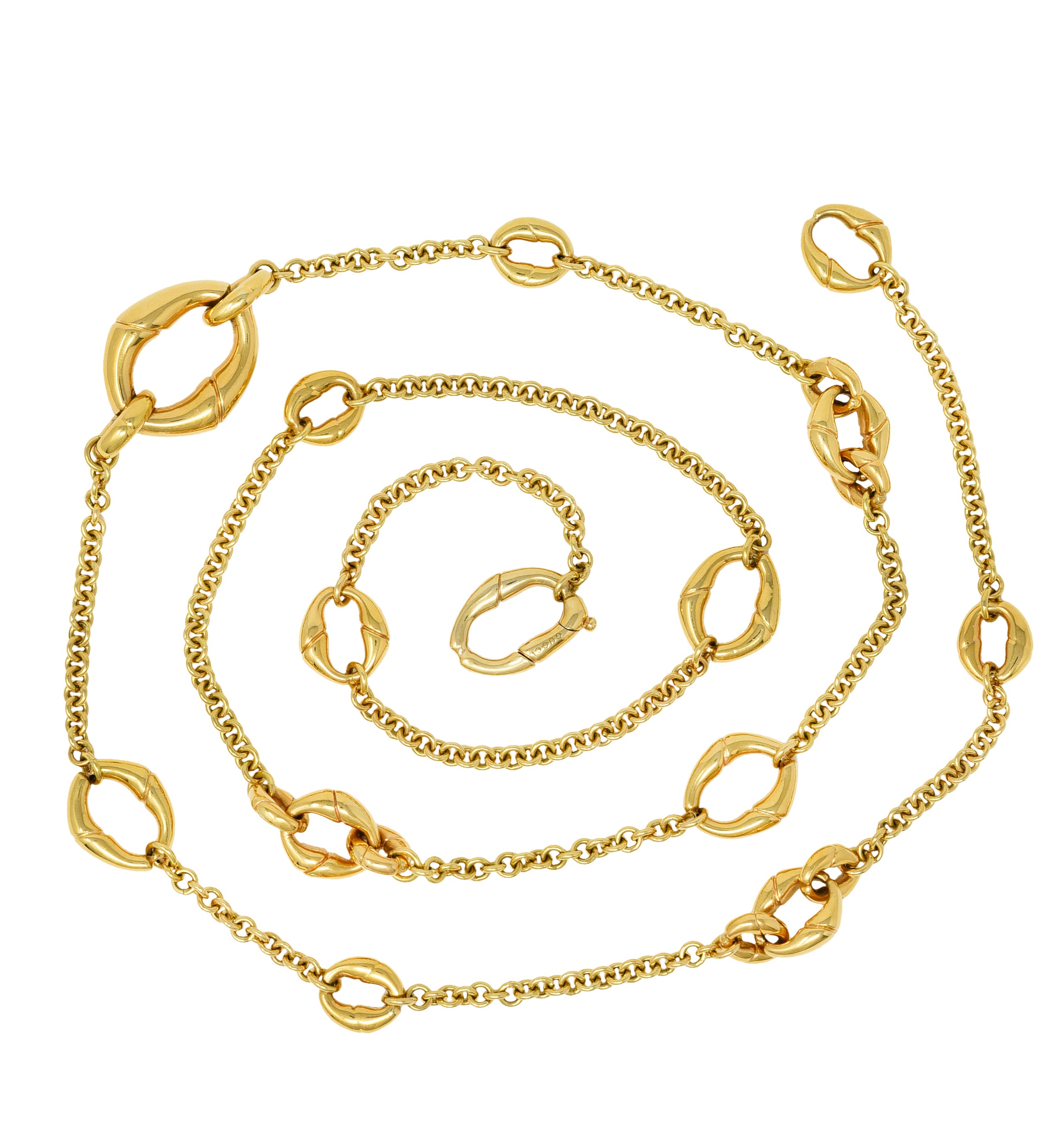 Gucci 18 Karat Gold Bamboo Link Station NecklaceNecklace - Wilson's Estate Jewelry