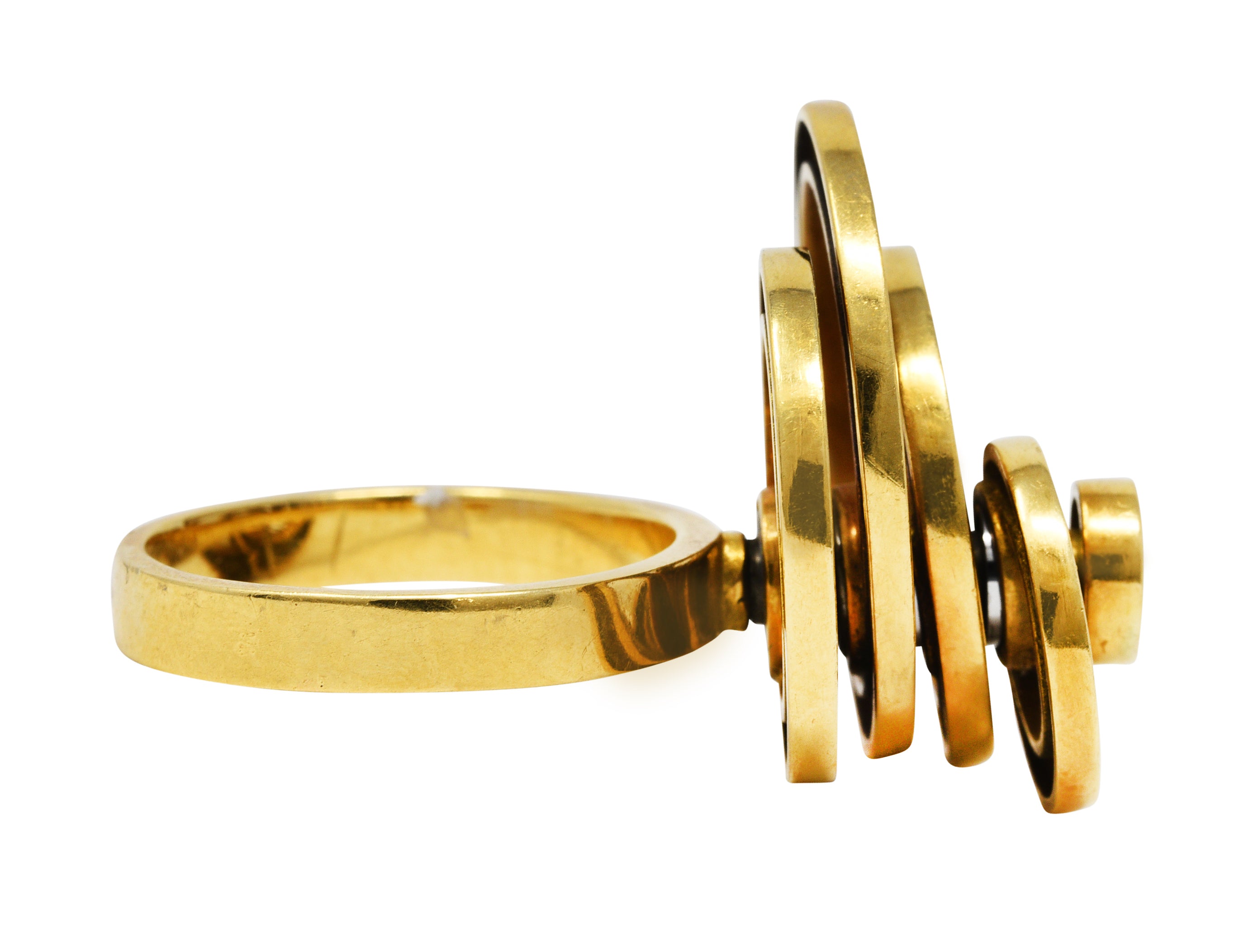 French 1960's Vintage 18 Karat Yellow Gold Fidget Spinner RingRing - Wilson's Estate Jewelry