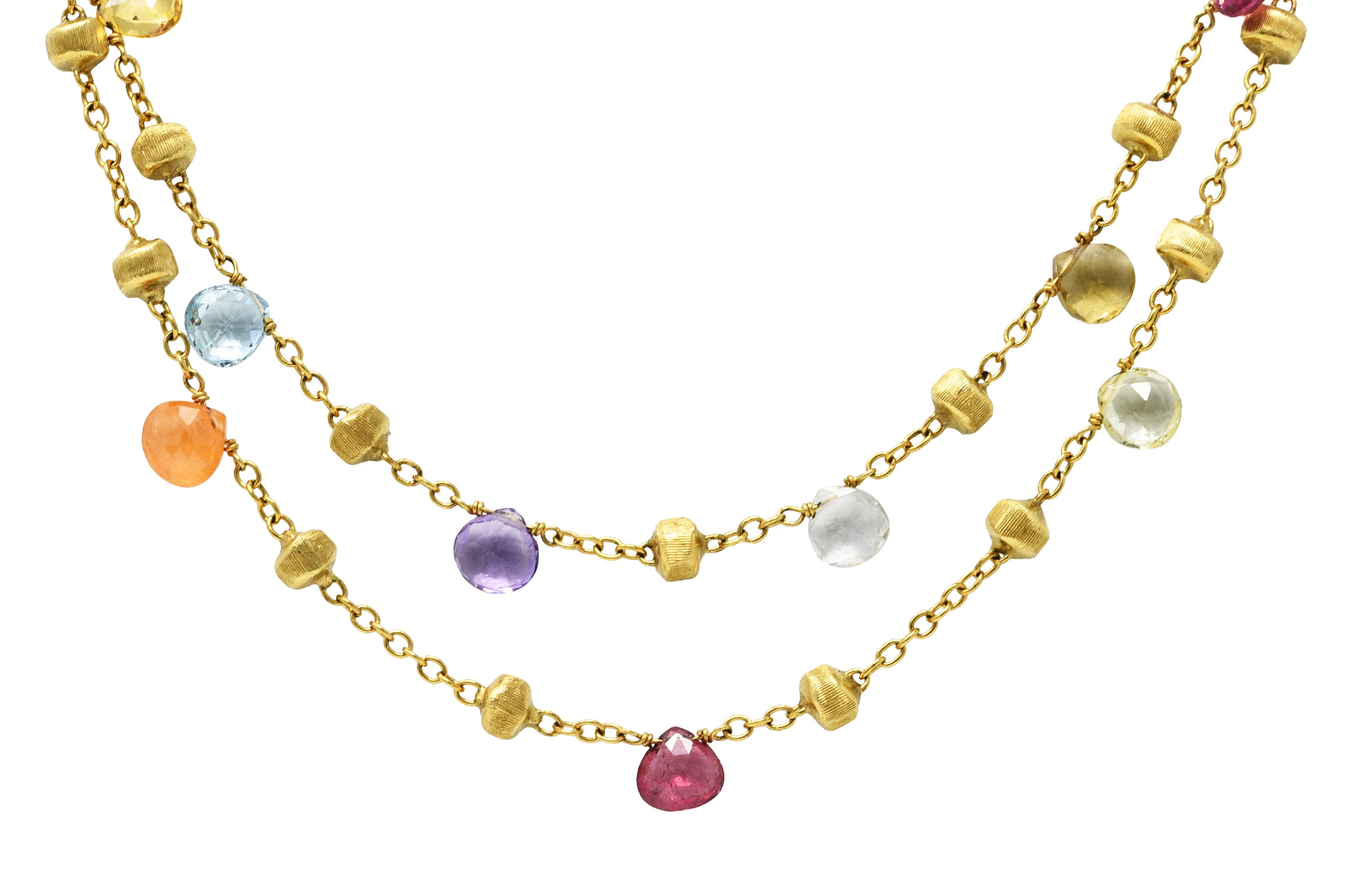 Marco Bicego Multi-Gem Topaz Amethyst 18 Karat Gold Confetti Swagged NecklaceNecklace - Wilson's Estate Jewelry