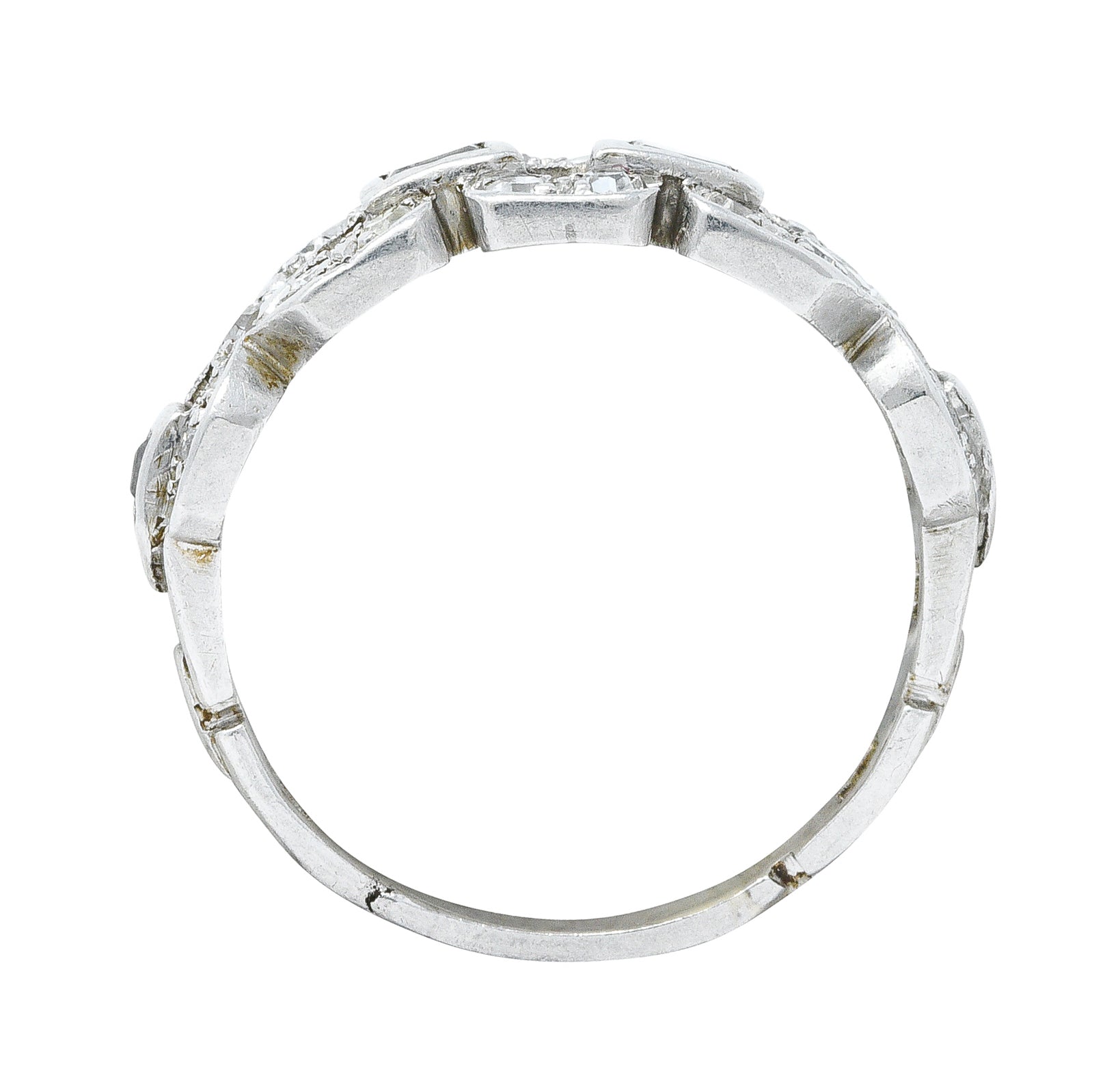 Art Deco 0.60 CTW Diamond Platinum Buckle Band RingRing - Wilson's Estate Jewelry