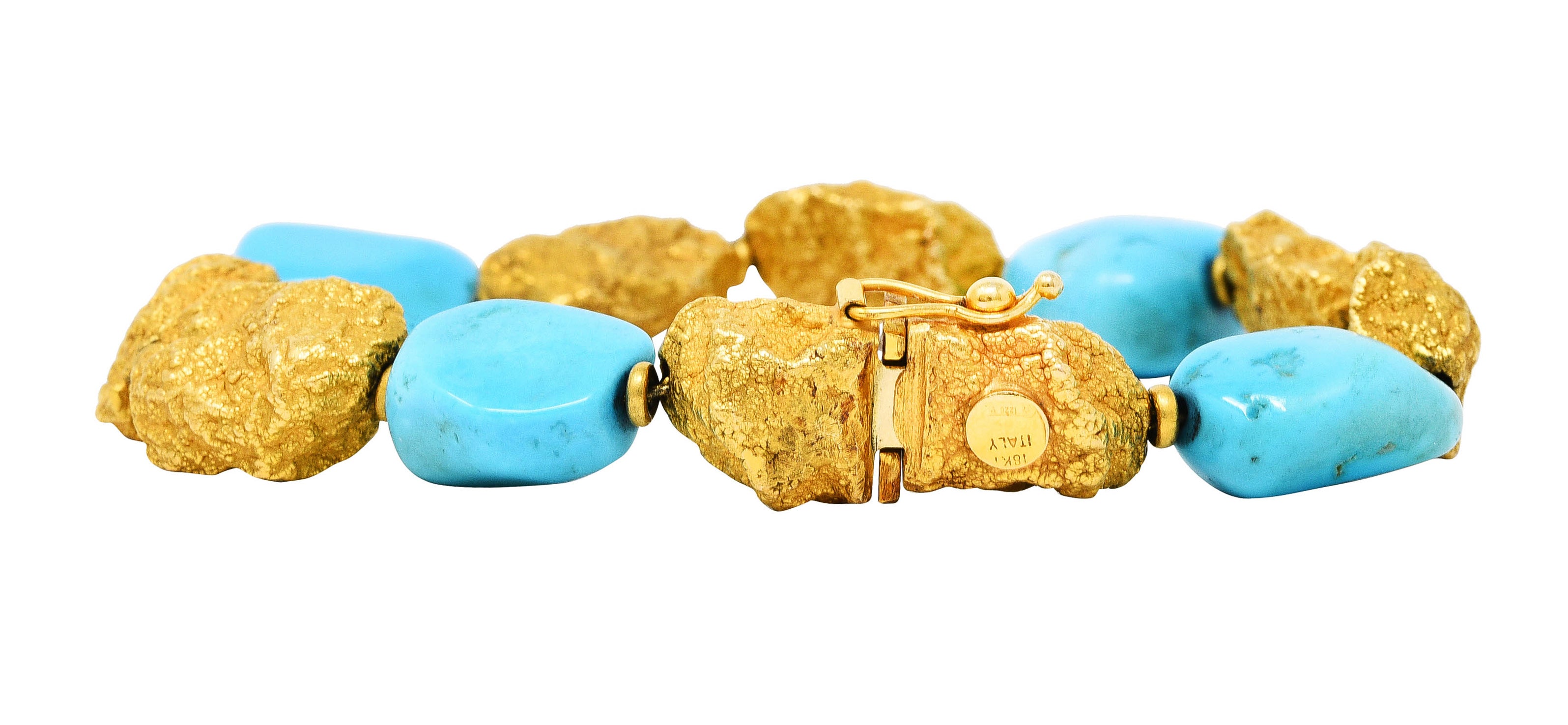 Roberto Coin Turquoise 18 Karat Gold Italian Nugget Bead Braceletbracelet - Wilson's Estate Jewelry