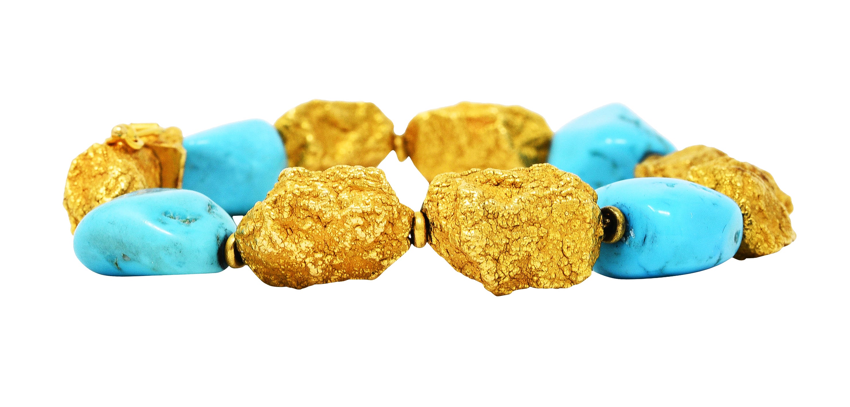 Roberto Coin Turquoise 18 Karat Gold Italian Nugget Bead Braceletbracelet - Wilson's Estate Jewelry