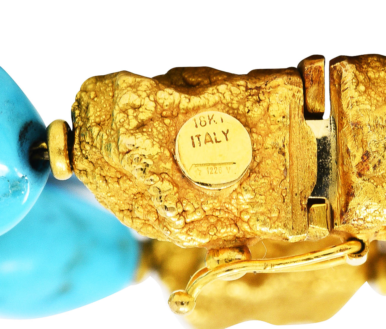 Roberto Coin Turquoise 18 Karat Gold Italian Nugget Bead Braceletbracelet - Wilson's Estate Jewelry