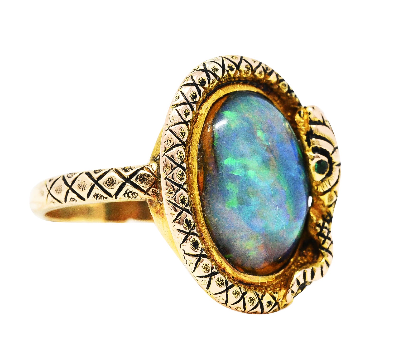 Victorian Opal 14 Karat Gold Snake RingRing - Wilson's Estate Jewelry