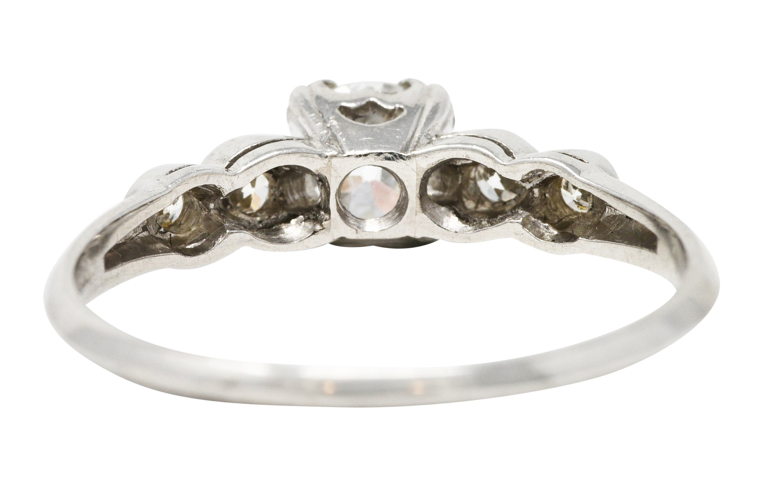 .11111 SH 1930's Art Deco 0.64 CTW Diamond Platinum Five Stone Engagement Ring GIA Wilson's Estate Jewelry