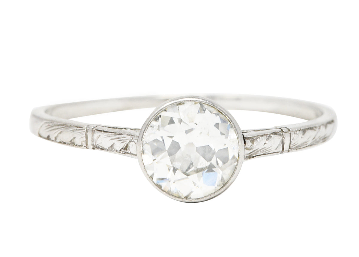 Art Deco 1.00 CTW Diamond Platinum Bezel Engagement Ring Wilson's Estate Jewelry