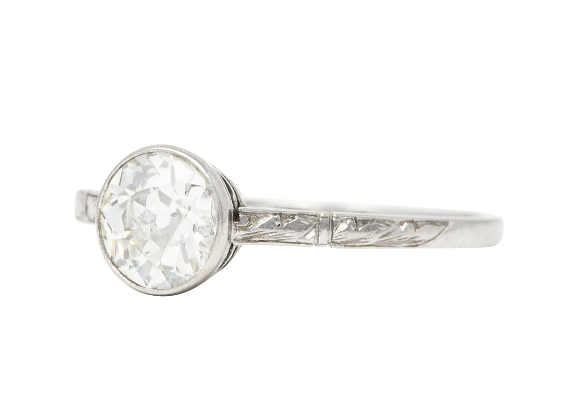 Art Deco 1.00 CTW Diamond Platinum Bezel Engagement Ring Wilson's Estate Jewelry