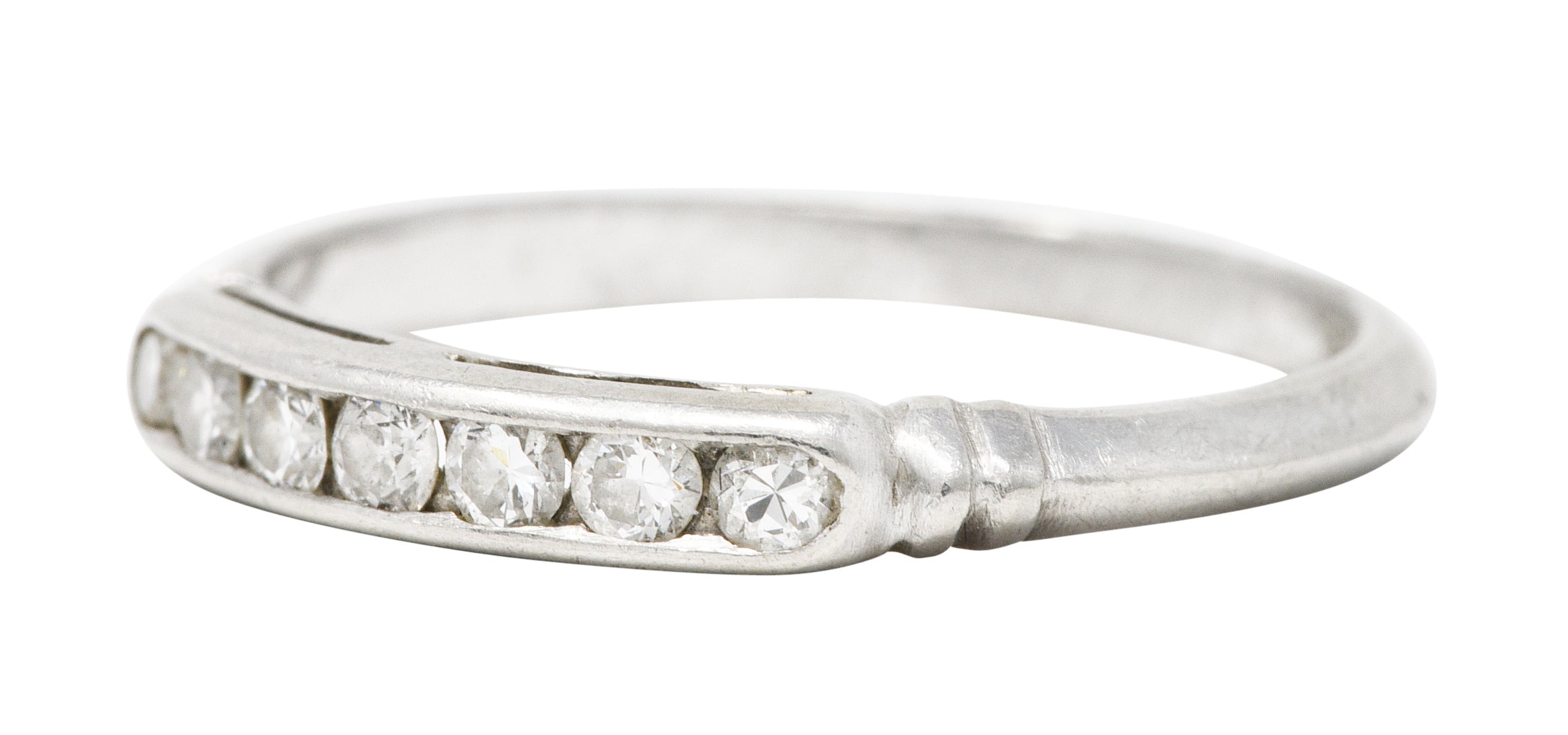 .11111 KO Mid-Century Diamond Platinum Channel Band Ring Wilson's Estate Jewelry