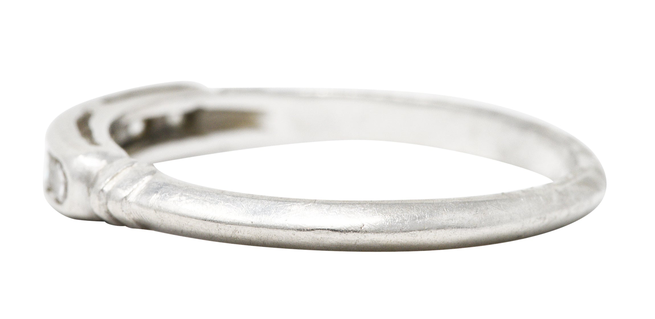 .11111 KO Mid-Century Diamond Platinum Channel Band Ring Wilson's Estate Jewelry