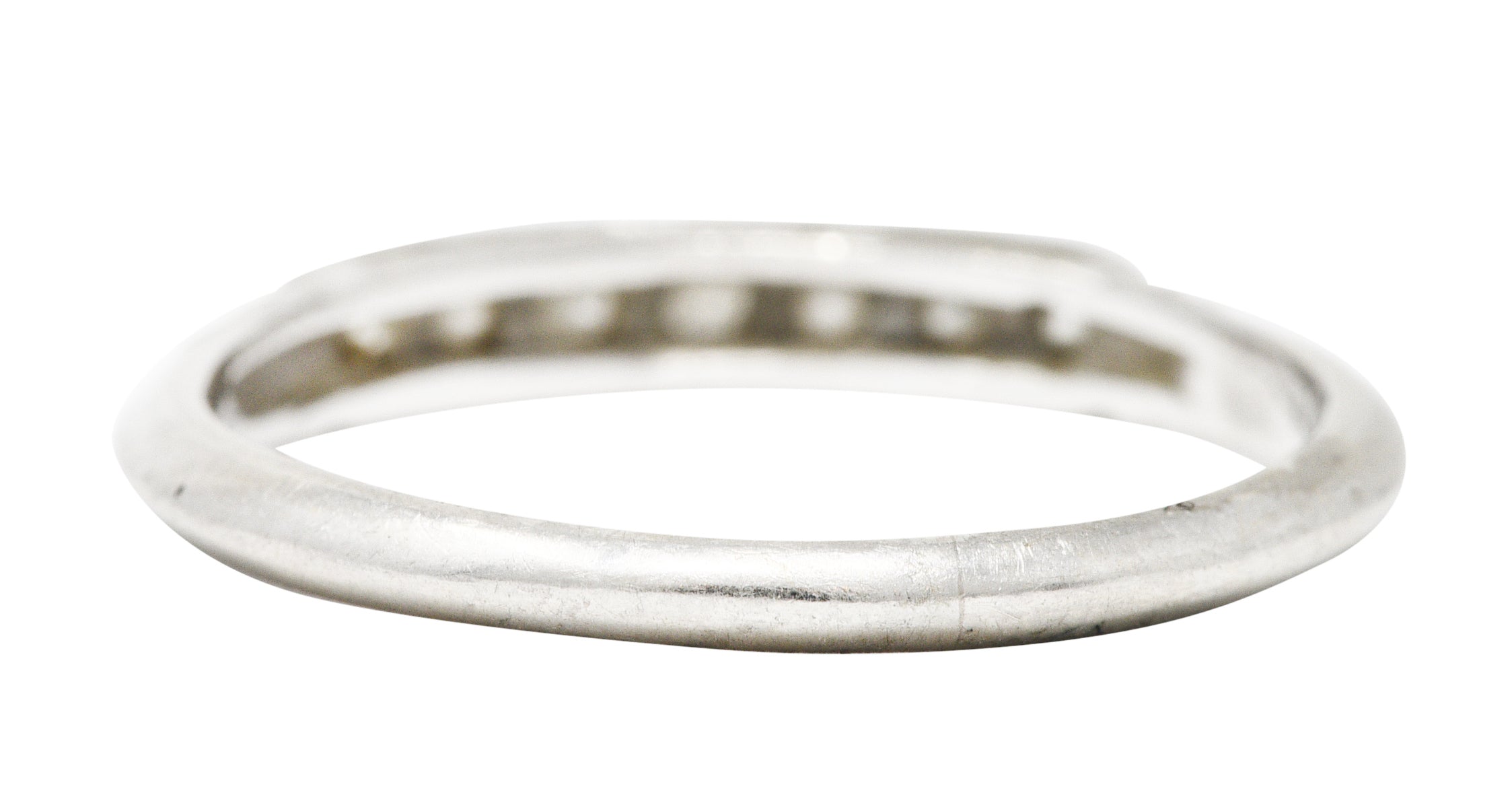 .11111 KO Mid-Century Diamond Platinum Channel Band Ring Wilson's Estate Jewelry