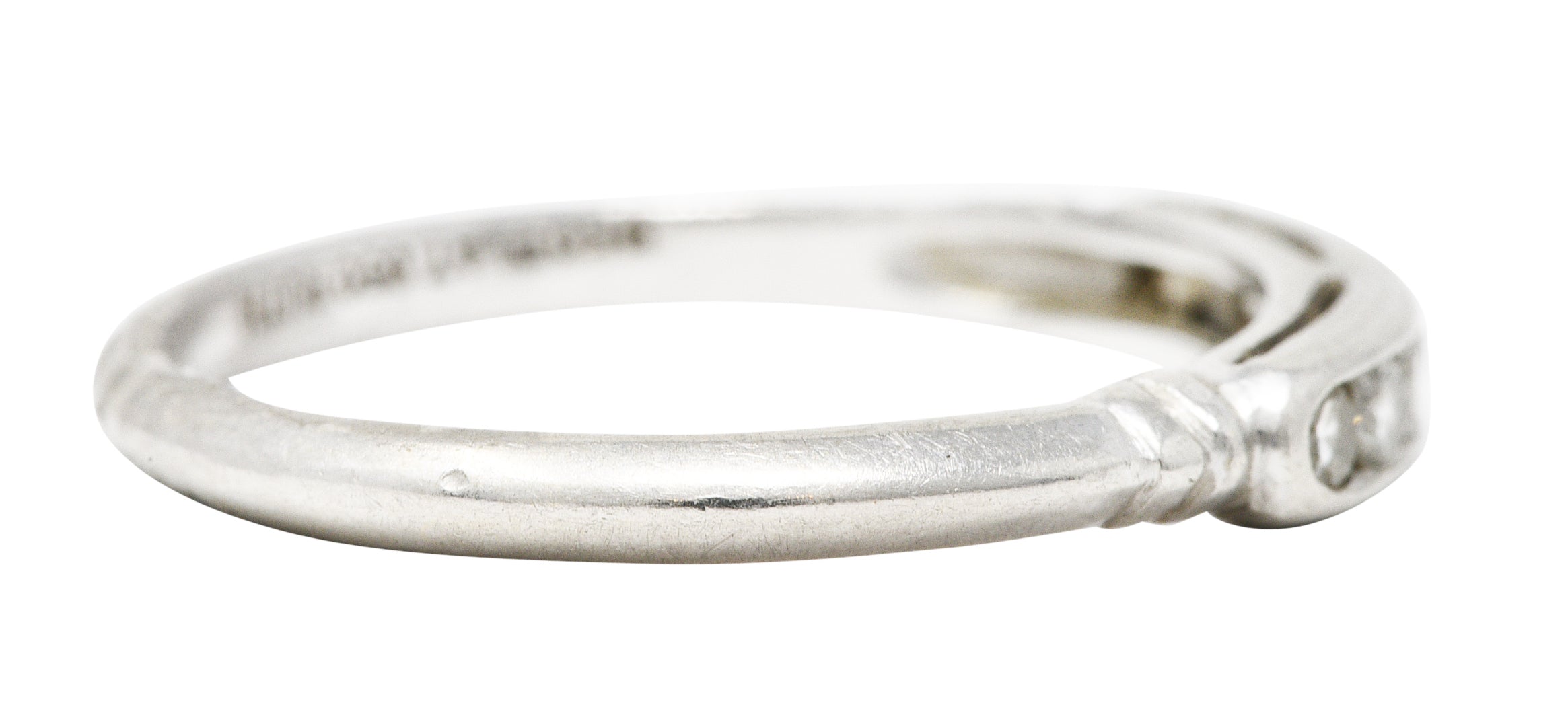 .11111 KO Mid-Century Diamond Platinum Channel Band Ring Wilson's Estate Jewelry