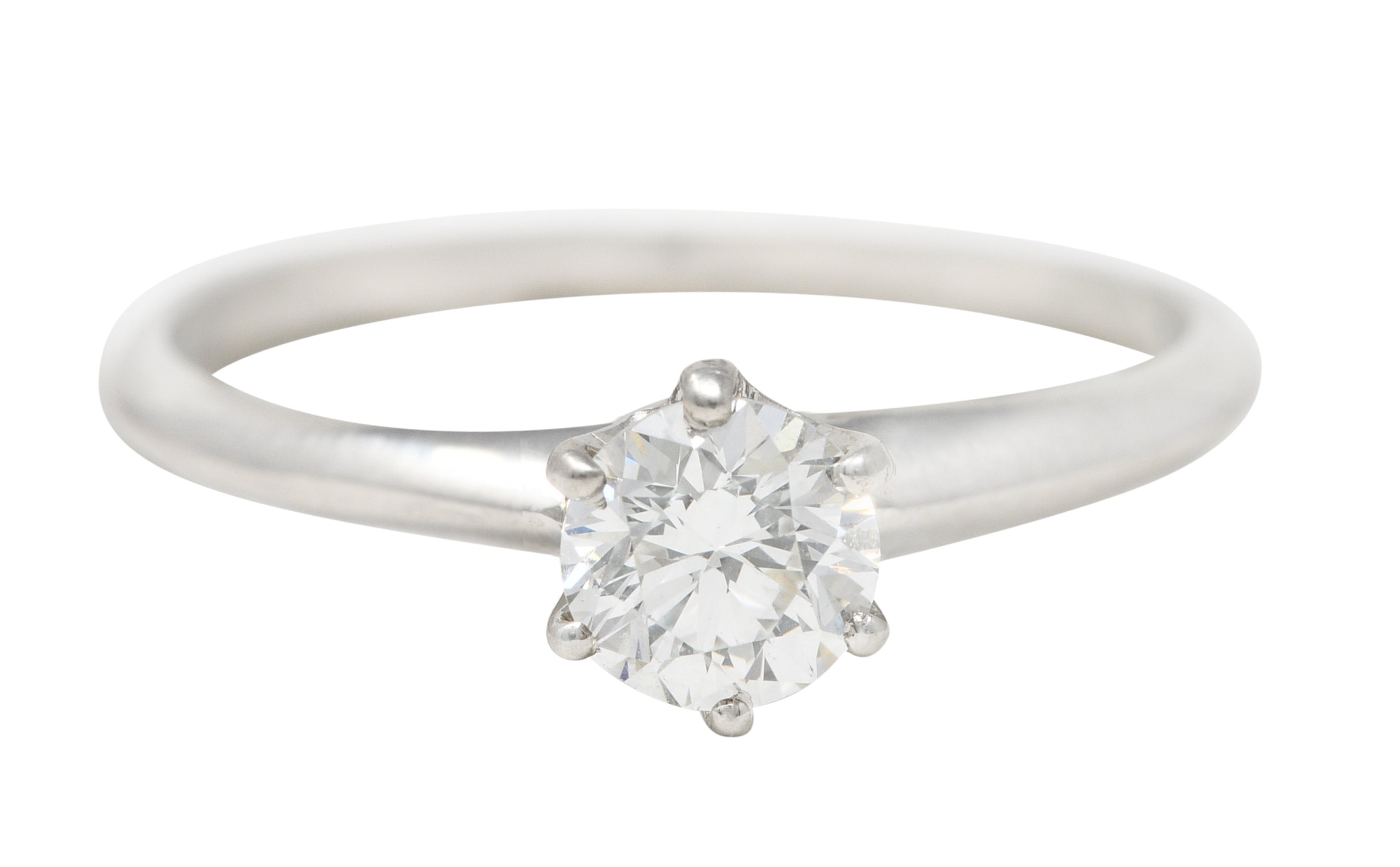 Tiffany & Co. Art Deco 0.51 CTW Old European Cut Diamond Platinum Solitaire Knife Engagement Ring Wilson's Estate Jewelry