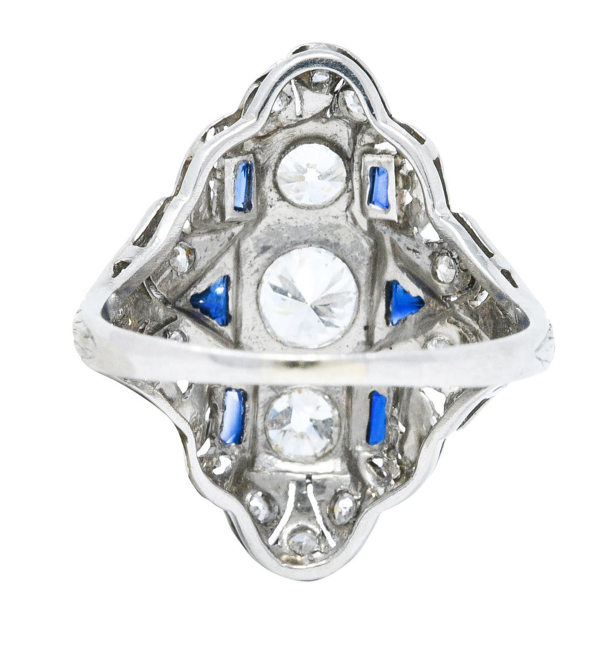 Art Deco 1.45 CTW Diamond Sapphire Platinum Dinner RingRing - Wilson's Estate Jewelry