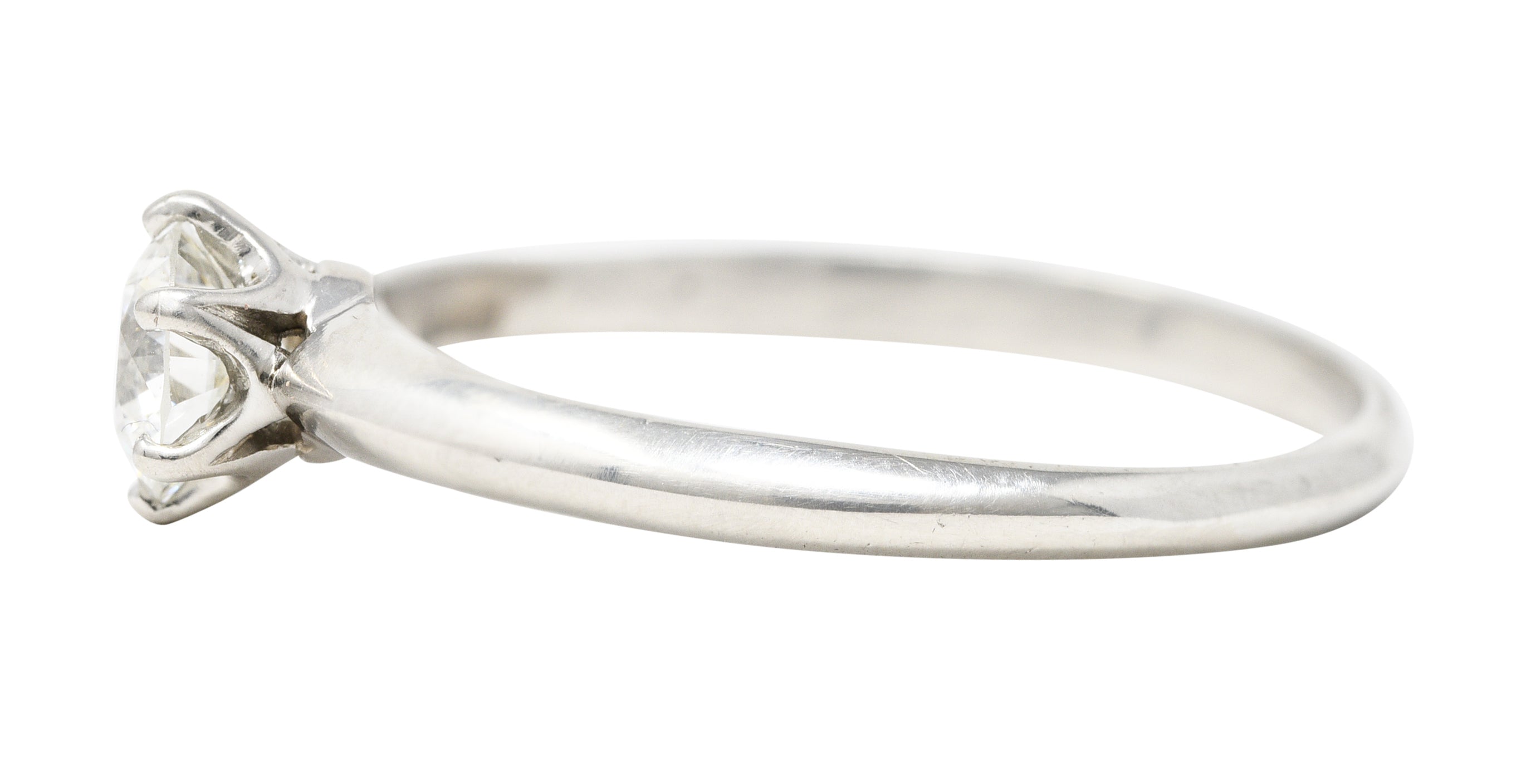 Tiffany & Co. Art Deco 0.51 CTW Old European Cut Diamond Platinum Solitaire Knife Engagement Ring Wilson's Estate Jewelry