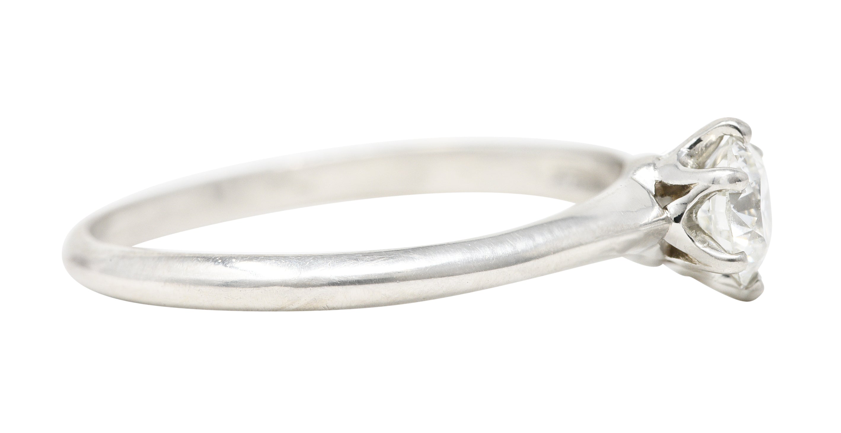 Tiffany & Co. Art Deco 0.51 CTW Old European Cut Diamond Platinum Solitaire Knife Engagement Ring Wilson's Estate Jewelry