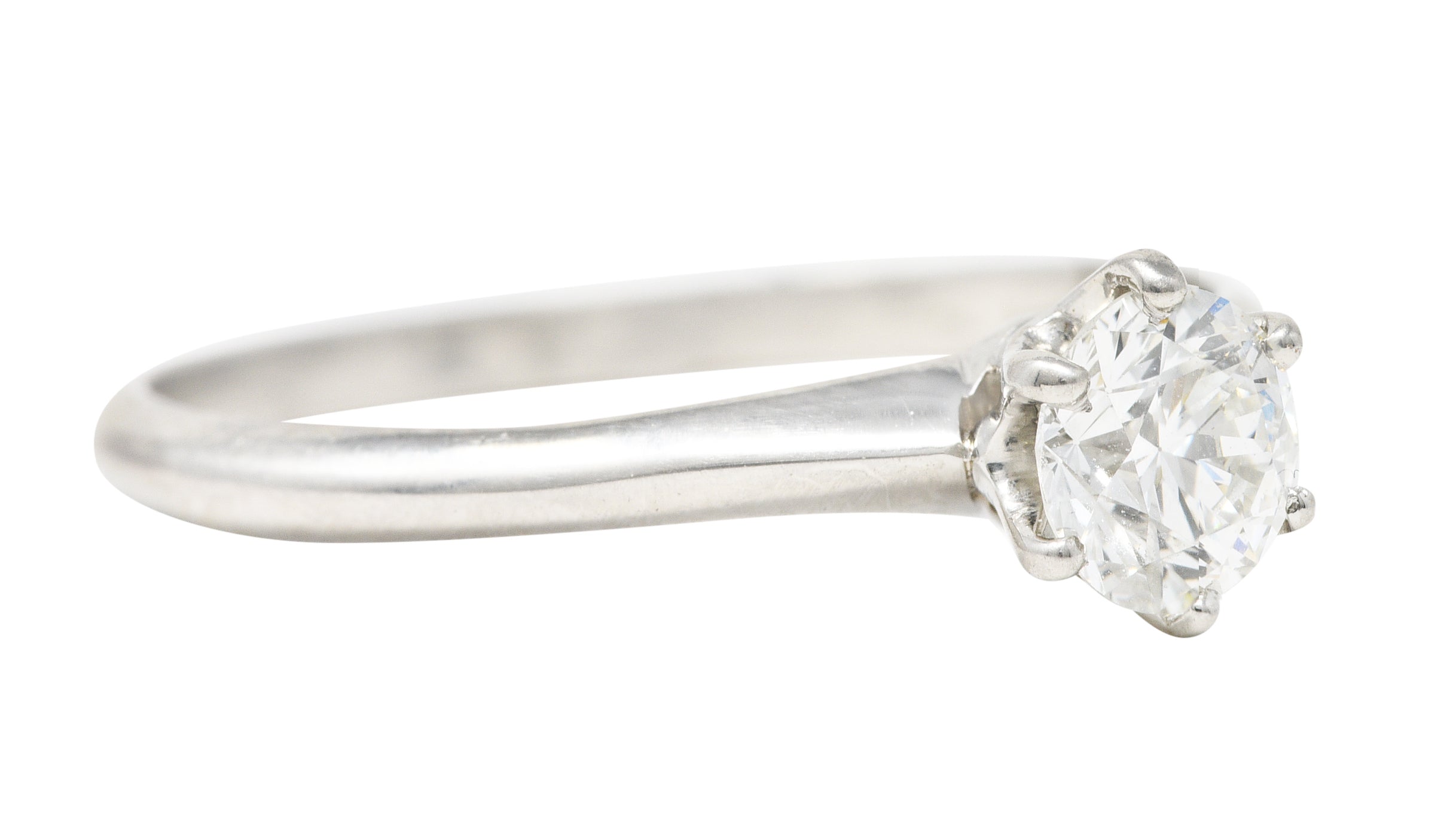 Tiffany & Co. Art Deco 0.51 CTW Old European Cut Diamond Platinum Solitaire Knife Engagement Ring Wilson's Estate Jewelry