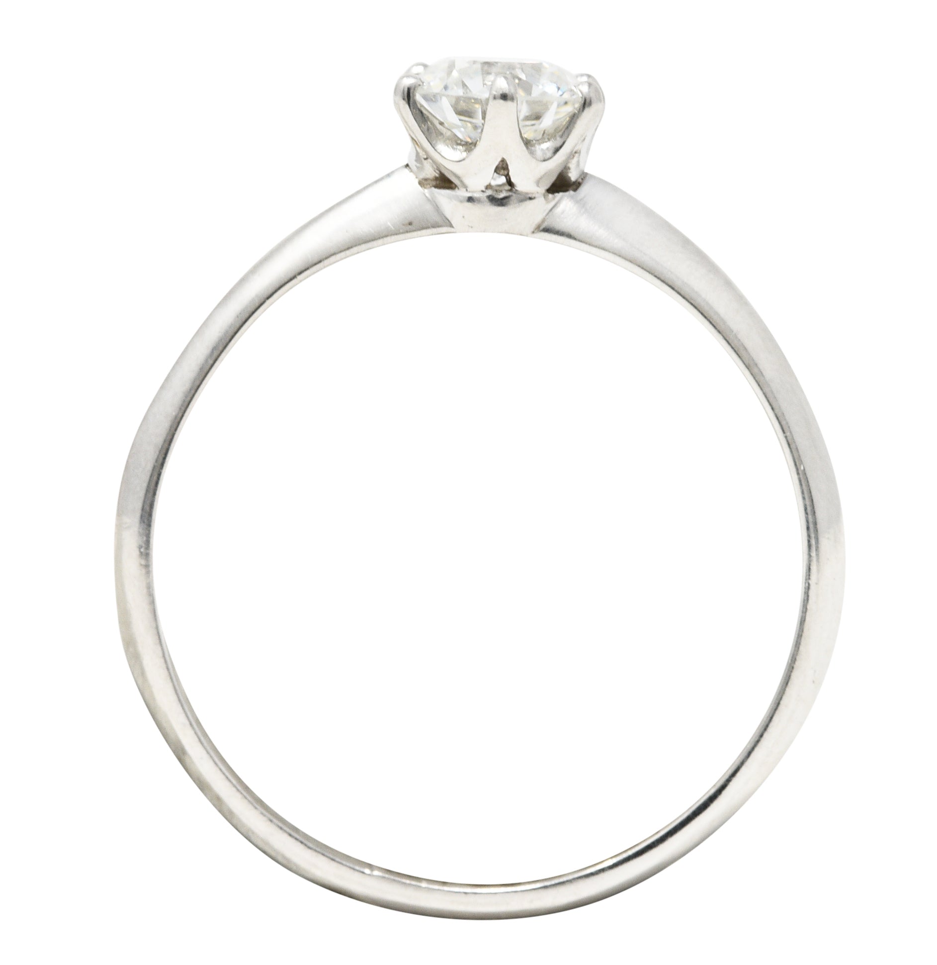 Tiffany & Co. Art Deco 0.51 CTW Old European Cut Diamond Platinum Solitaire Knife Engagement Ring Wilson's Estate Jewelry