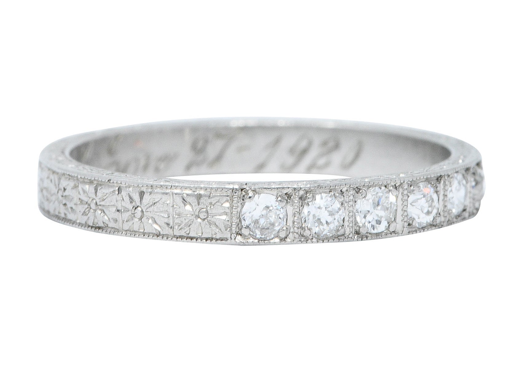 1920's Art Deco Diamond Platinum Floral Wedding Band RingRing - Wilson's Estate Jewelry