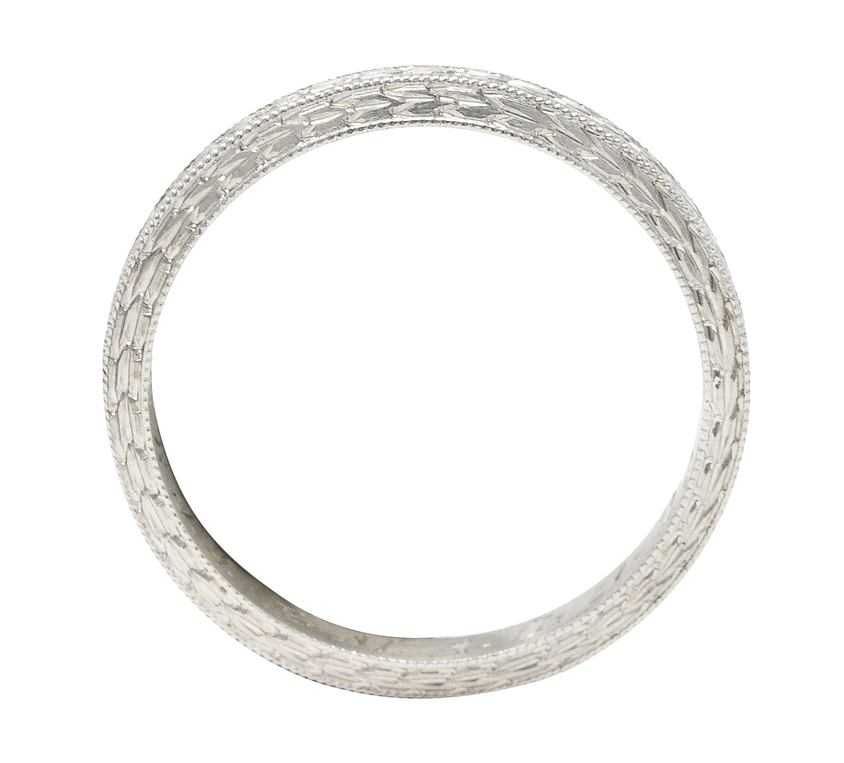 1920's H. Oppenheimer Co. Art Deco Platinum Engraved Wheat Band Ring Wilson's Estate Jewelry
