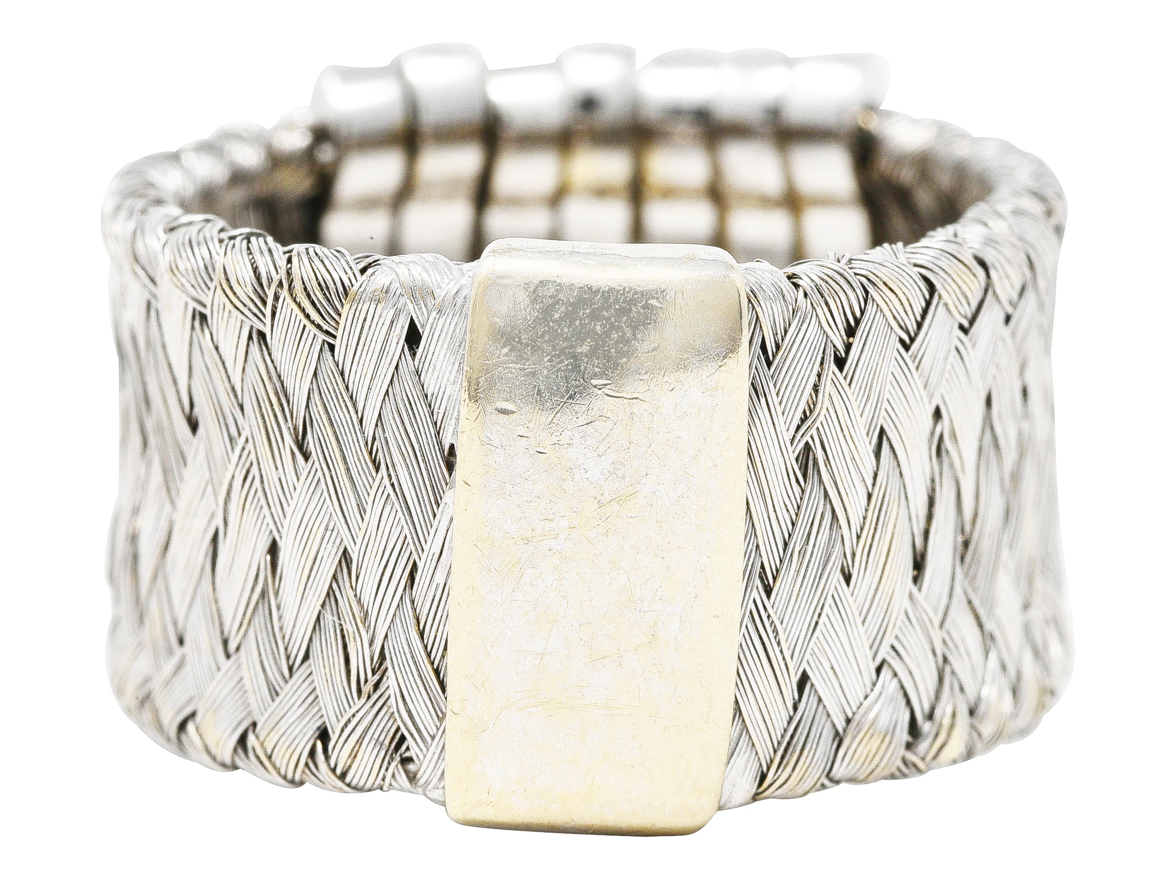 Roberto Coin 0.80 CTW Diamond 18 Karat White Gold Primavera Woven Band Ring Wilson's Estate Jewelry