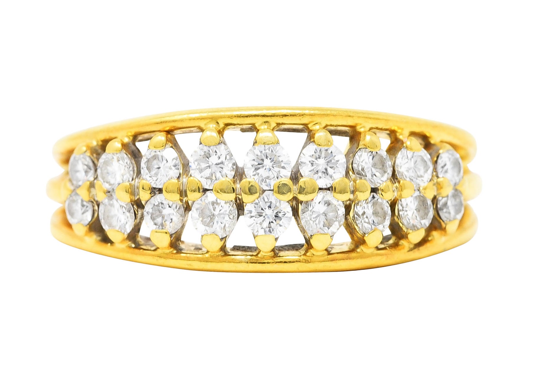 Vintage 0.55 CTW Diamond 18 Karat Gold Split Band RingRing - Wilson's Estate Jewelry