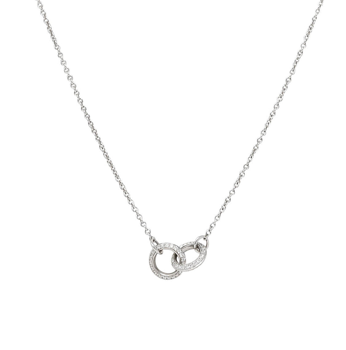 2000's Diamond 18 Karat White Gold Interlocking Rings Station NecklaceNecklace - Wilson's Estate Jewelry