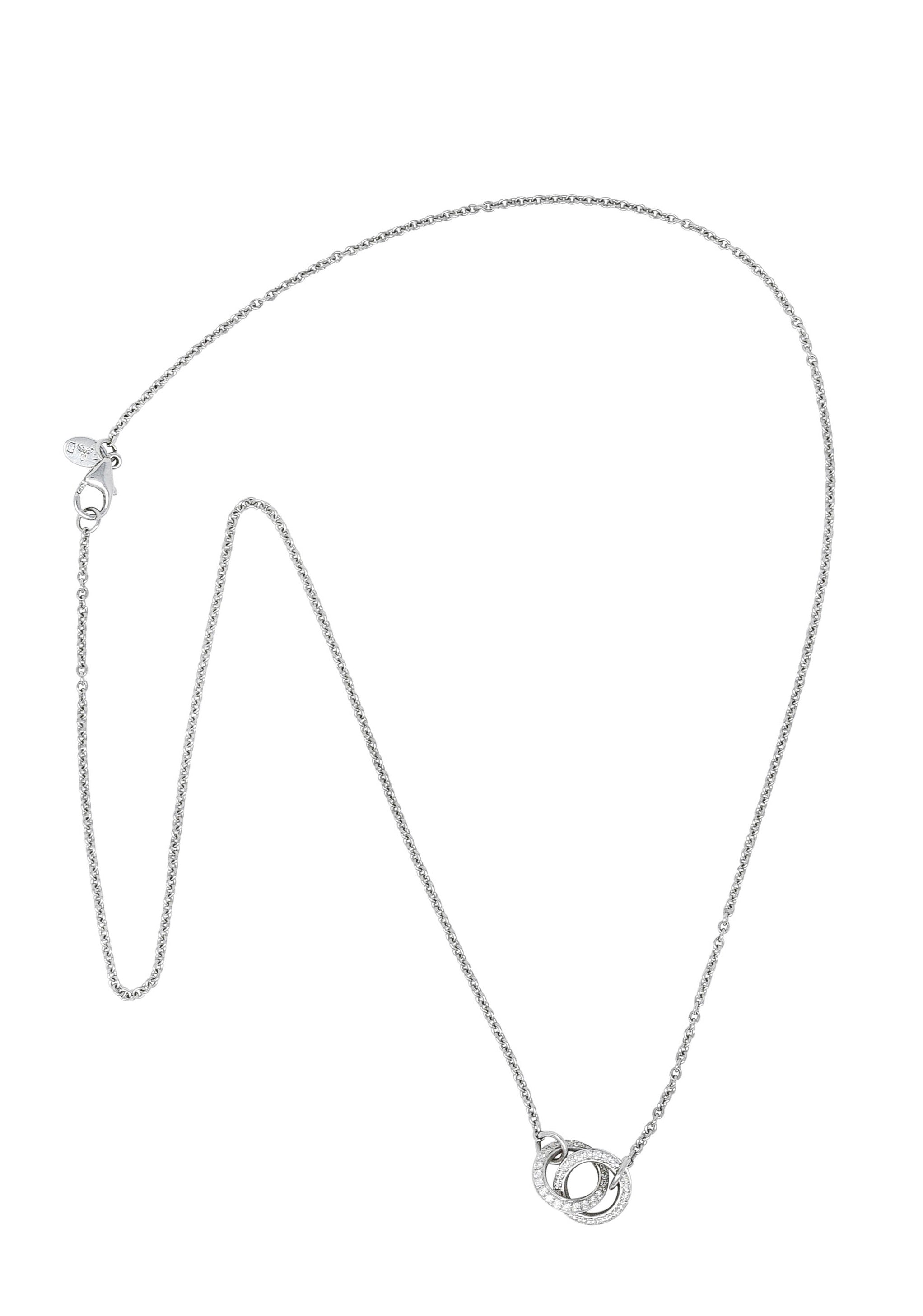 2000's Diamond 18 Karat White Gold Interlocking Rings Station NecklaceNecklace - Wilson's Estate Jewelry