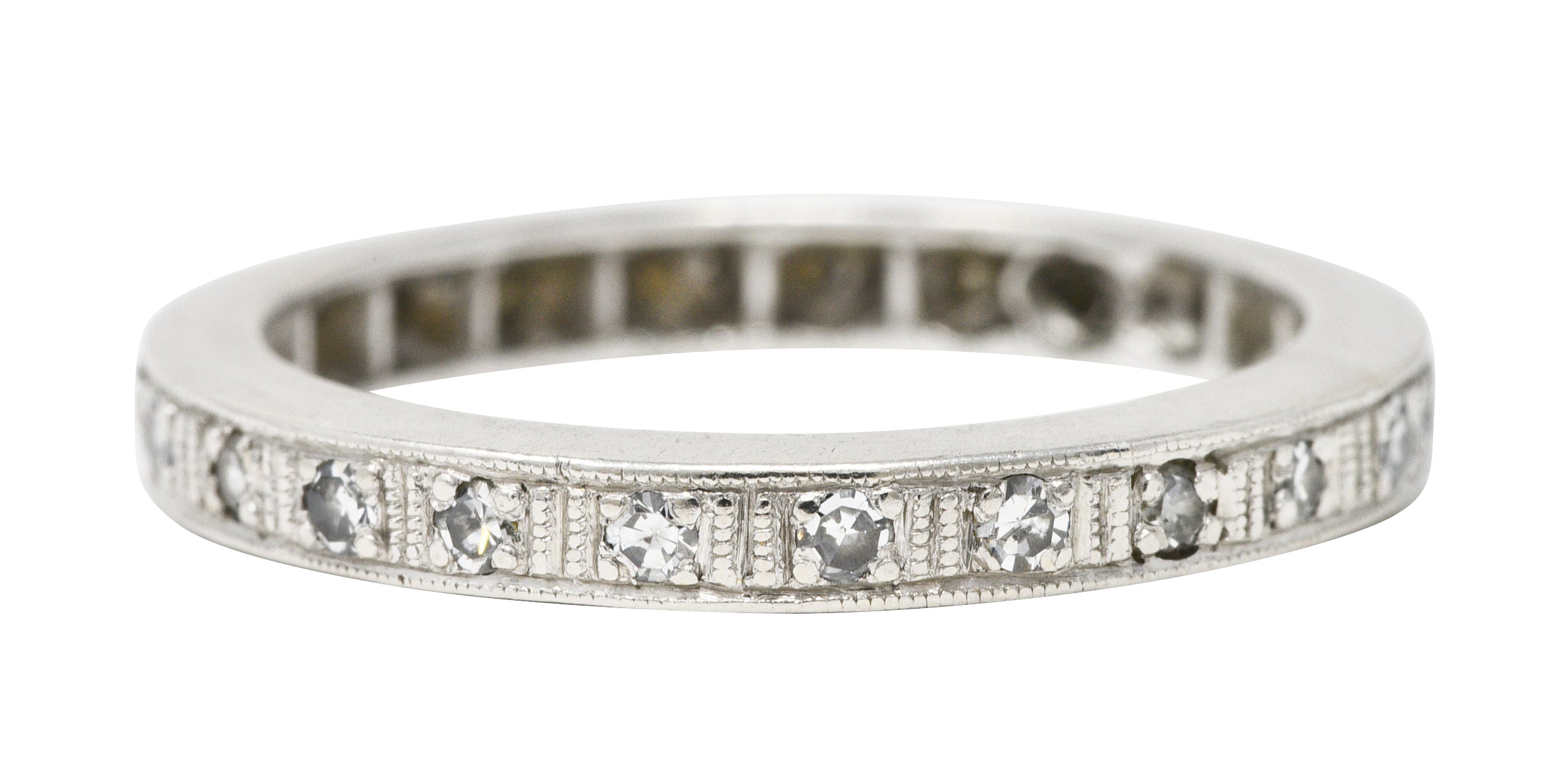 Art Deco 0.35 Single Cut Diamond Platinum Eternity Band Ring Wilson's Estate Jewelry