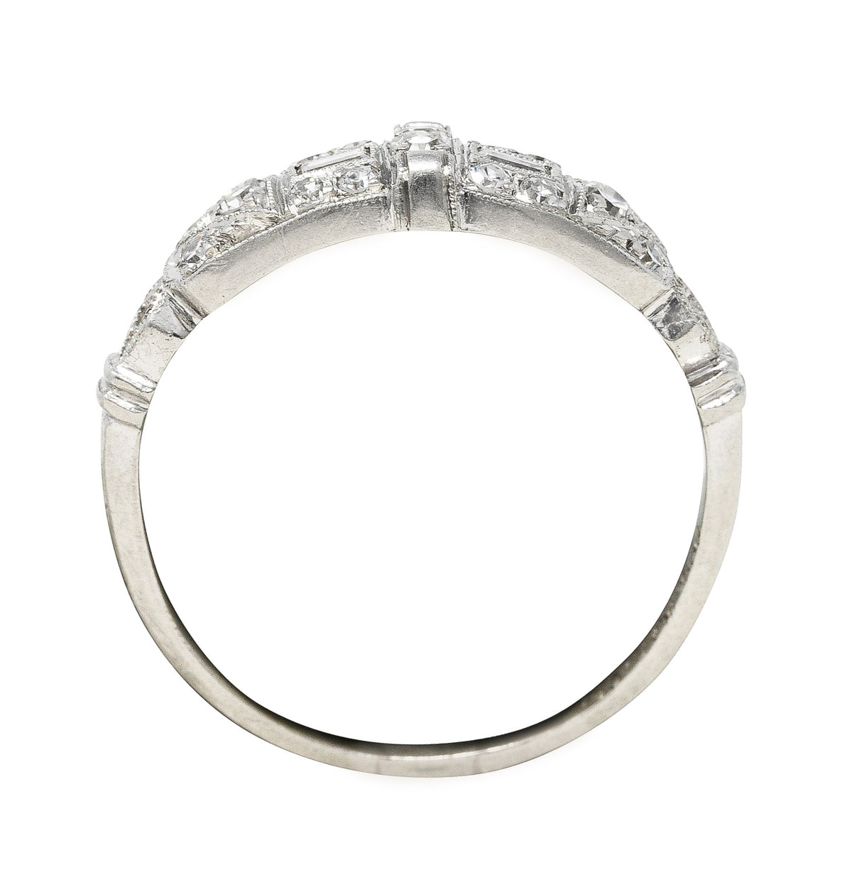 Art Deco 0.25 CTW Diamond Platinum Geometric Band RingRing - Wilson's Estate Jewelry