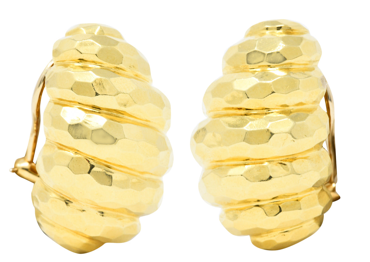 Henry Dunay Vintage 18 Karat Yellow Gold Cynnabar Ear-Clip EarringsEarrings - Wilson's Estate Jewelry