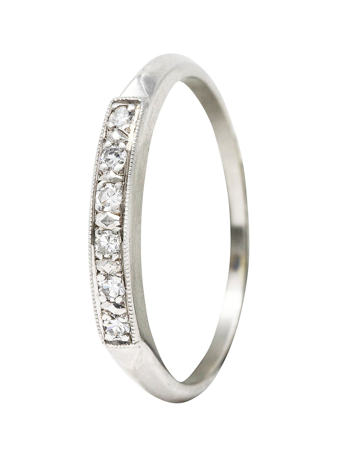 Art Deco Single Cut Diamond Platinum Anniversary Band RingRing - Wilson's Estate Jewelry