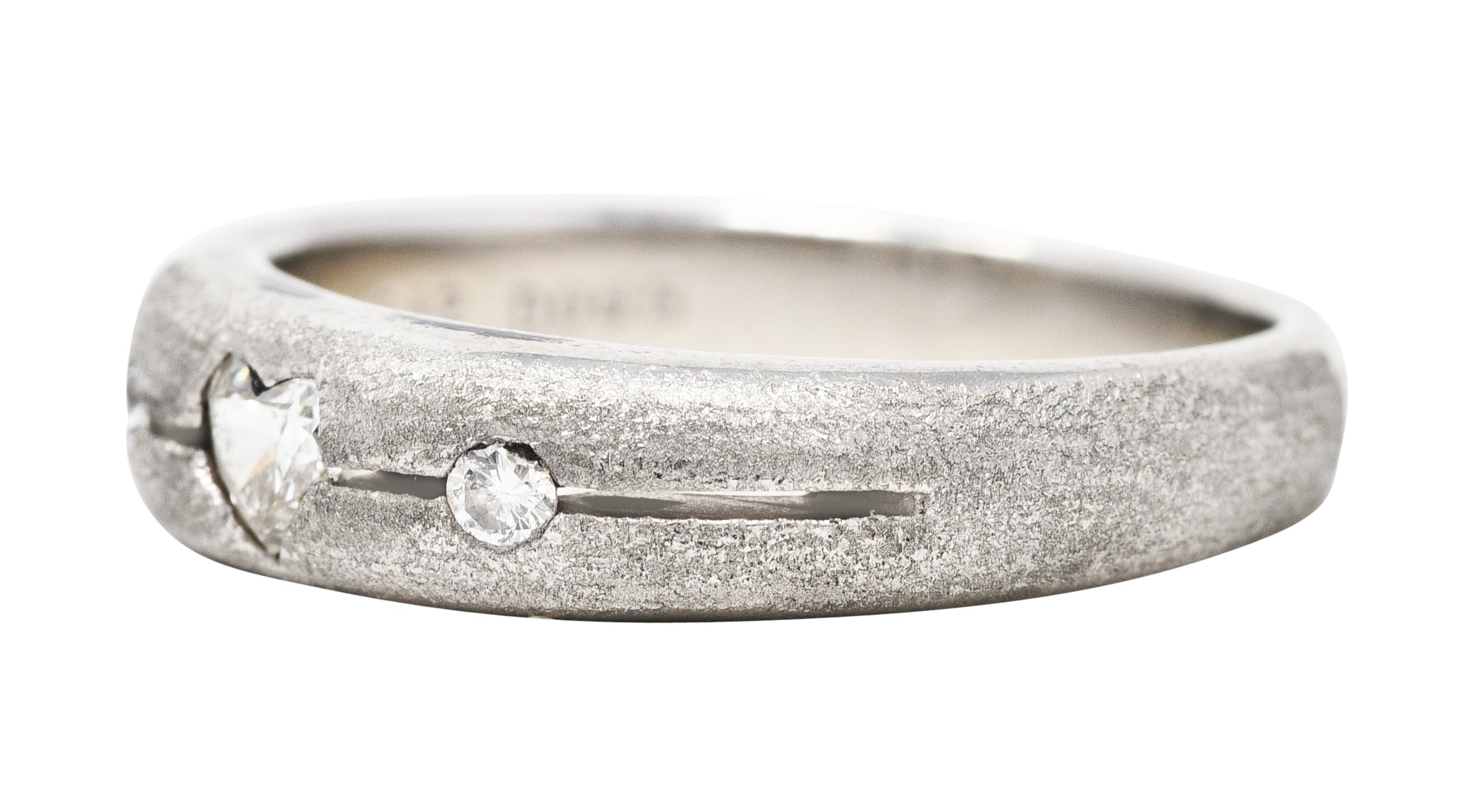 Contemporary Heart Cut Diamond Platinum Unisex Band RingRing - Wilson's Estate Jewelry