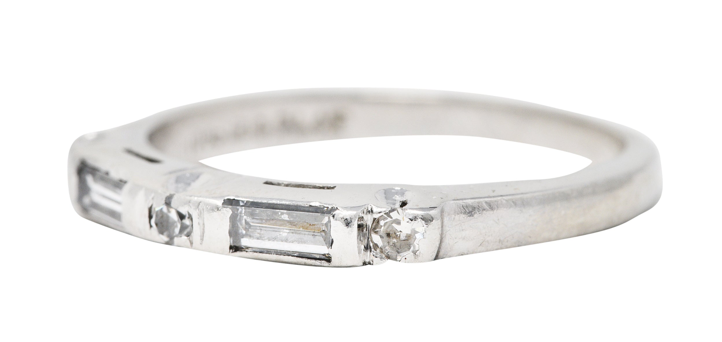 Mid-Century 0.25 CTW Diamond Platinum Stacking Band RingRing - Wilson's Estate Jewelry