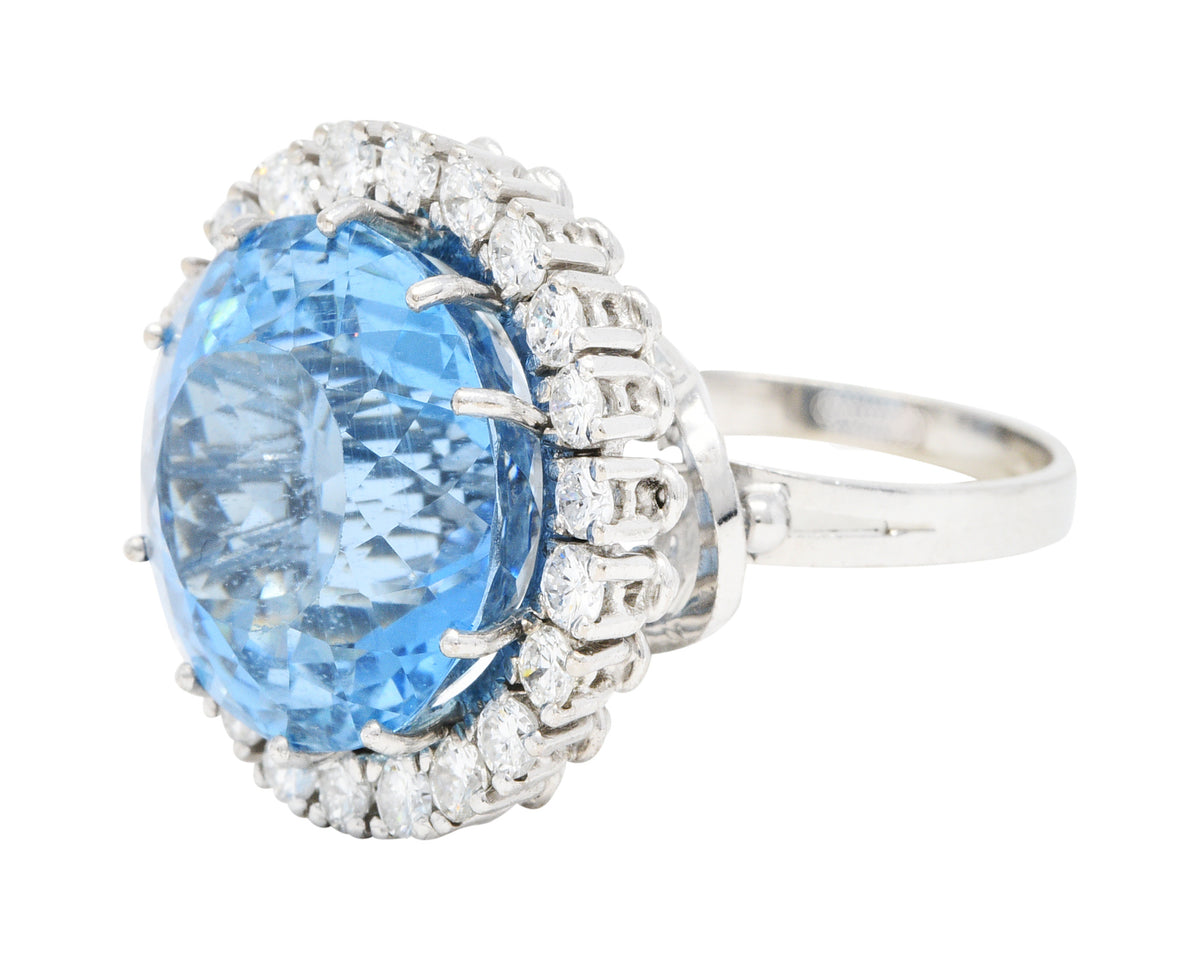 Vintage 16.32 CTW Aquamarine Diamond 18 Karat White Gold Cluster RingRing - Wilson's Estate Jewelry