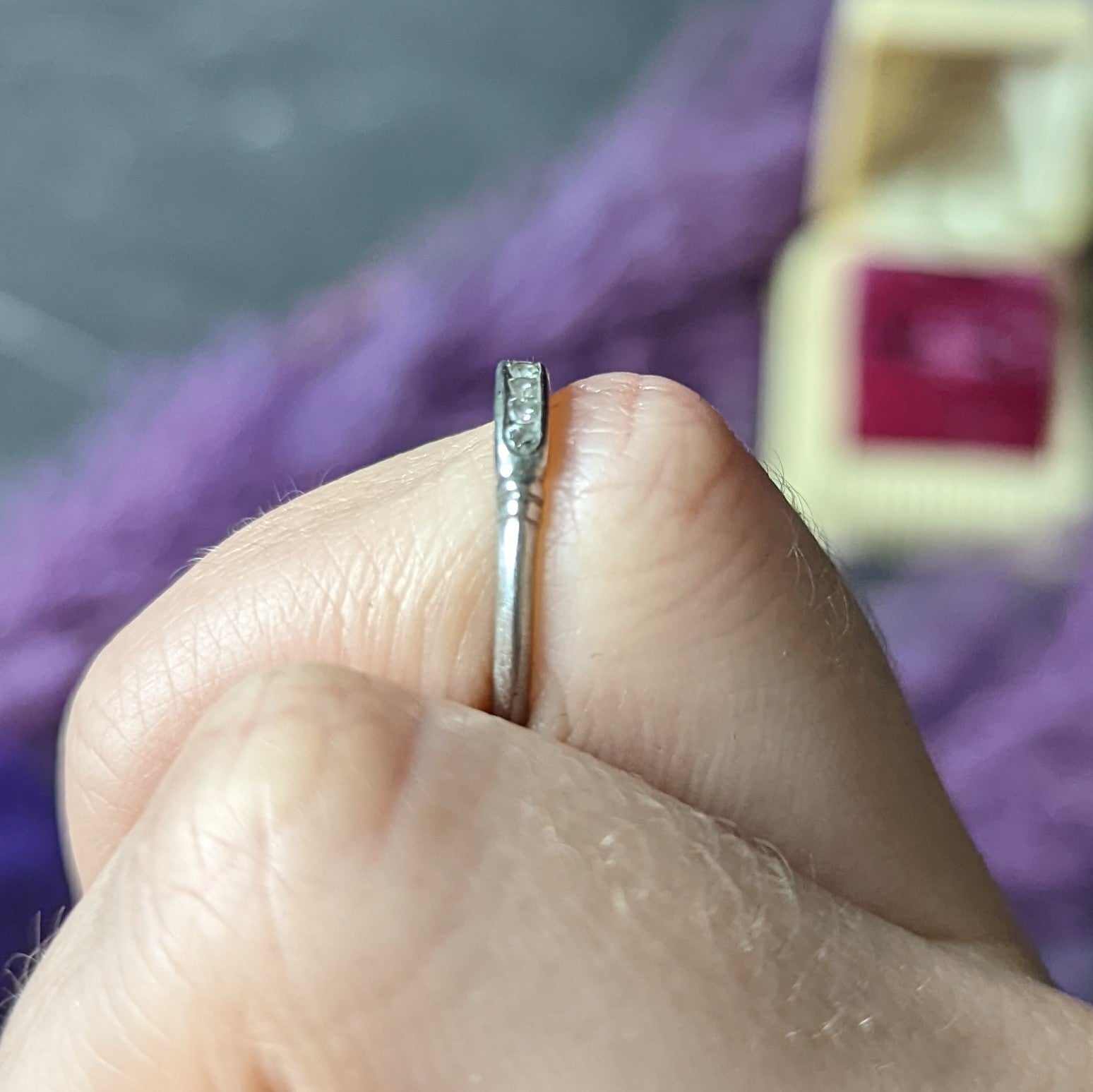 Mid-Century Diamond Platinum Channel Band Ring Wilson's Estate Jewelry