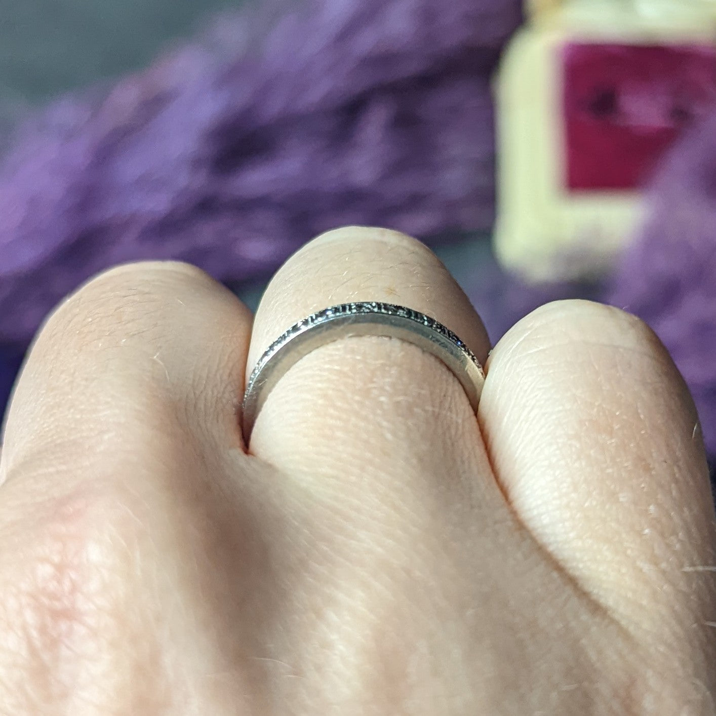 Art Deco 0.35 Single Cut Diamond Platinum Eternity Band Ring Wilson's Estate Jewelry