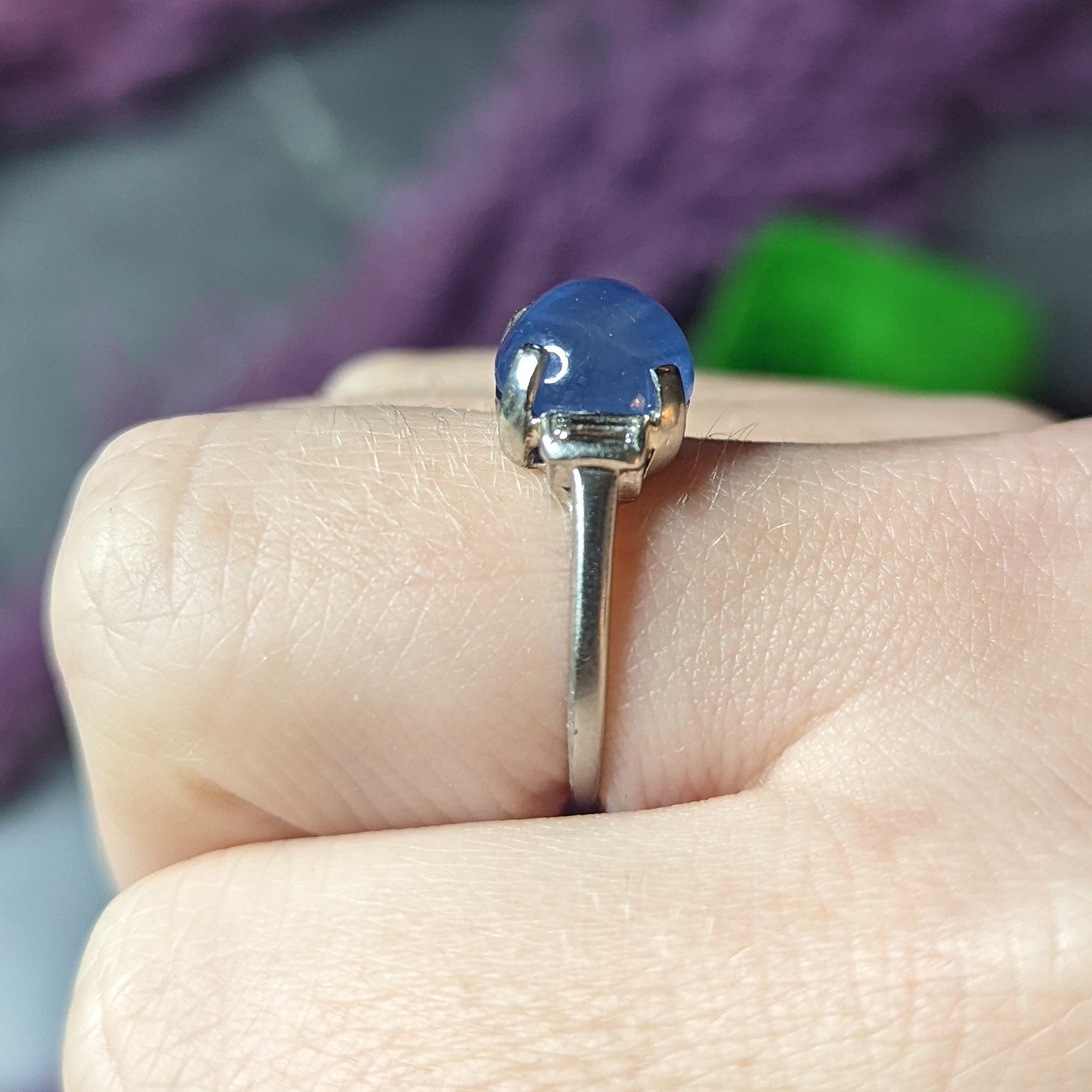 1950's Mid-Century 8.24 CTW Star Sapphire Cabochon Diamond Platinum Vintage Gemstone Ring Wilson's Estate Jewelry