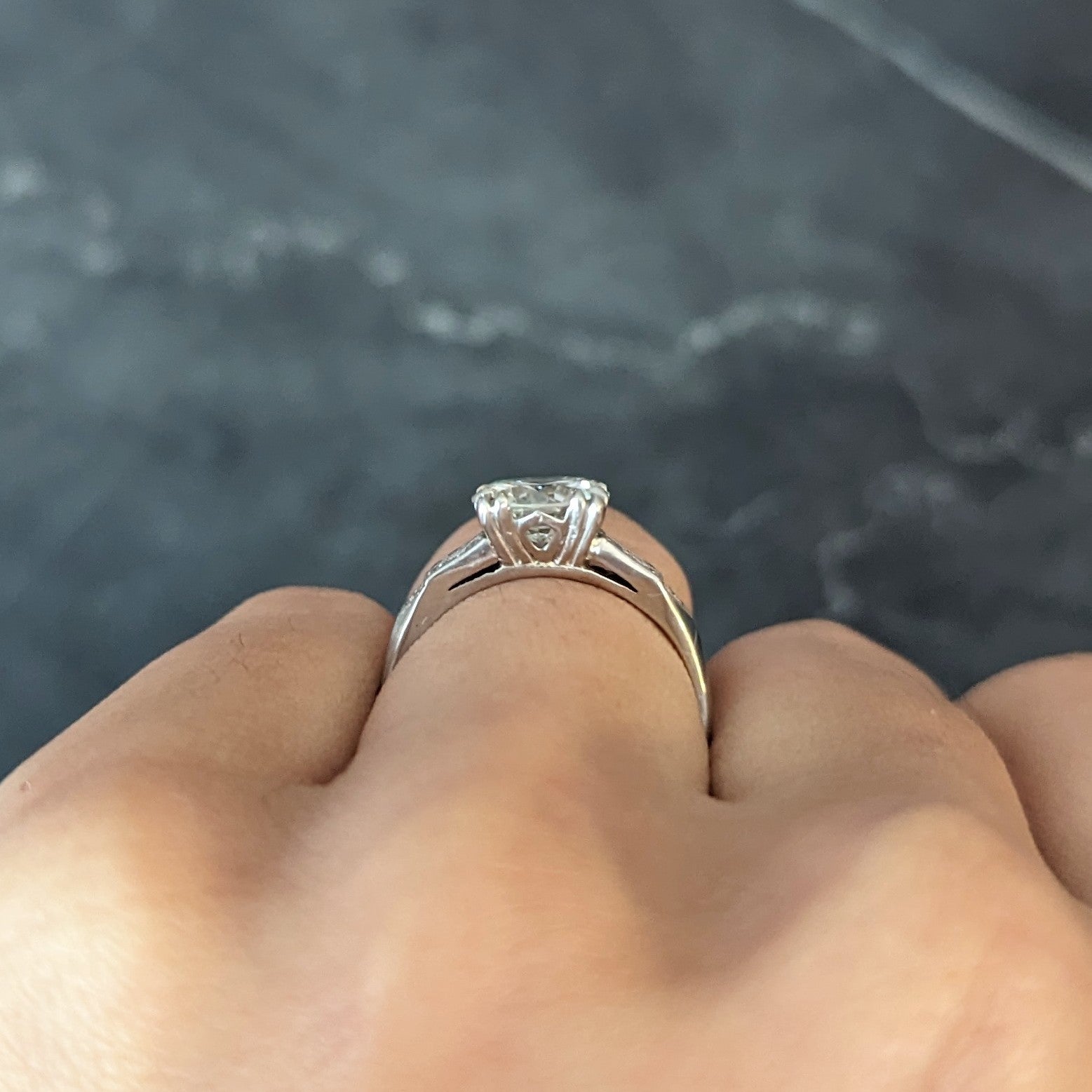 Retro 2.01 CTW Old European Cut Diamond Platinum Arrow Engagement Ring GIA Wilson's Estate Jewelry