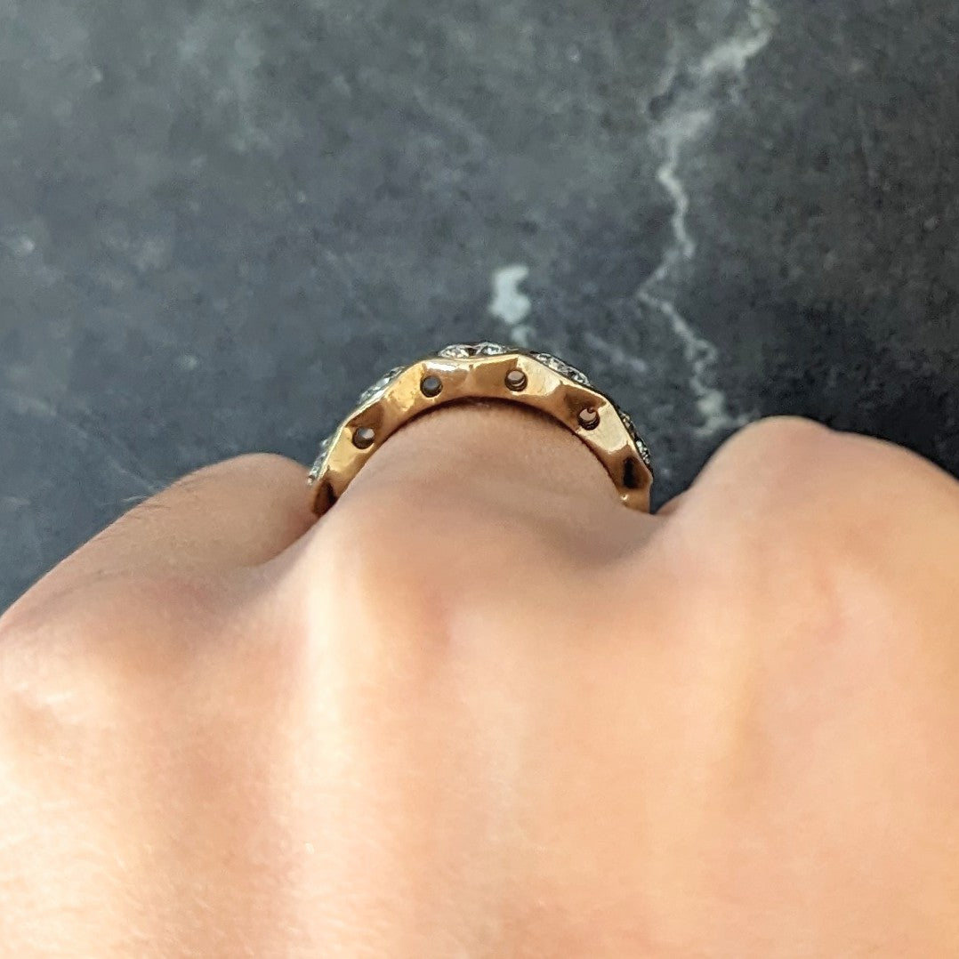Vintage 1.25 CTW Transitional Cut Diamond 14 Karat Yellow Gold Five Stone Unisex Band Ring Wilson's Estate Jewelry