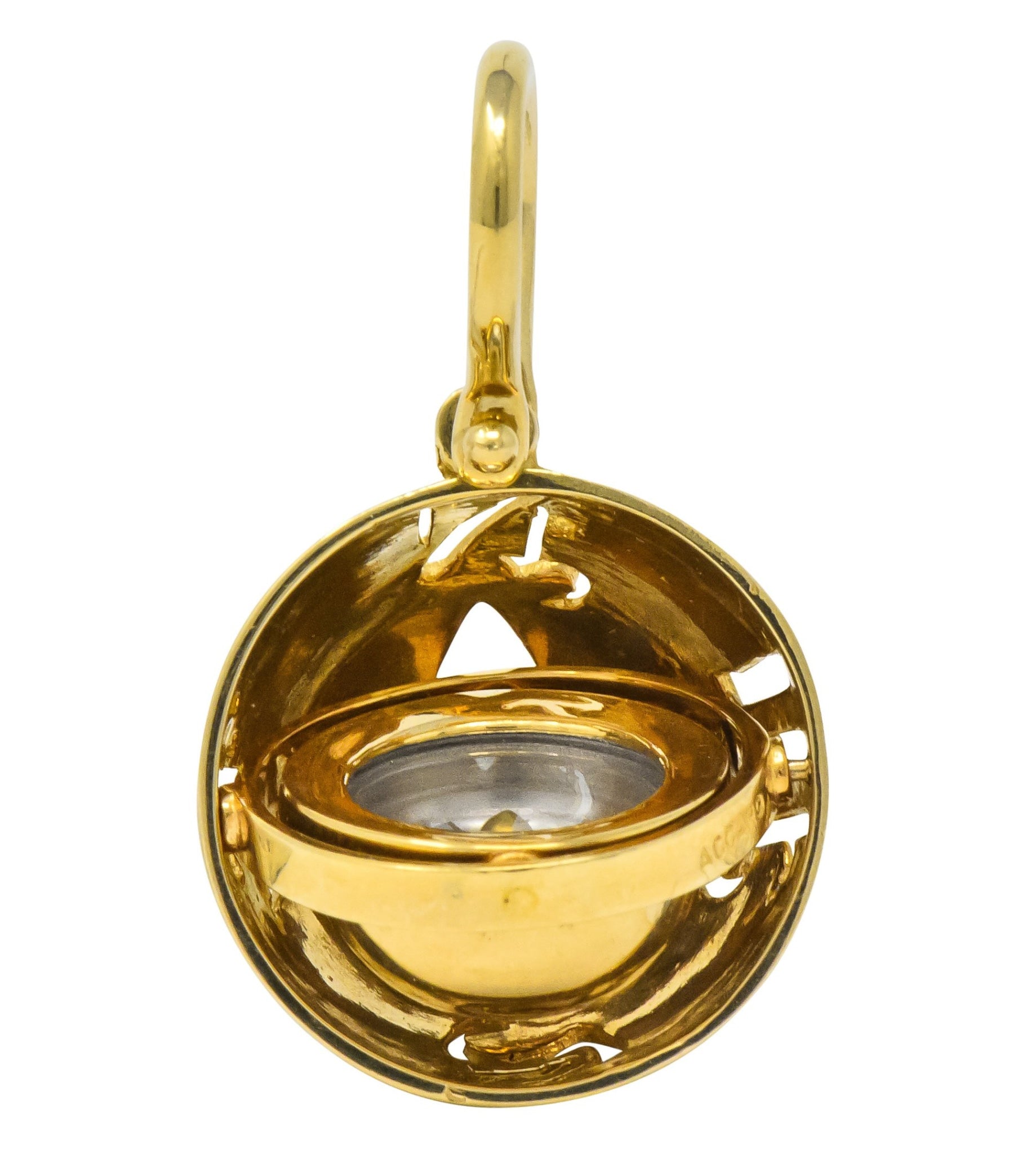 Accar Vintage 14 Karat Gold Gyroscope Compass Pendant - Wilson's Estate Jewelry