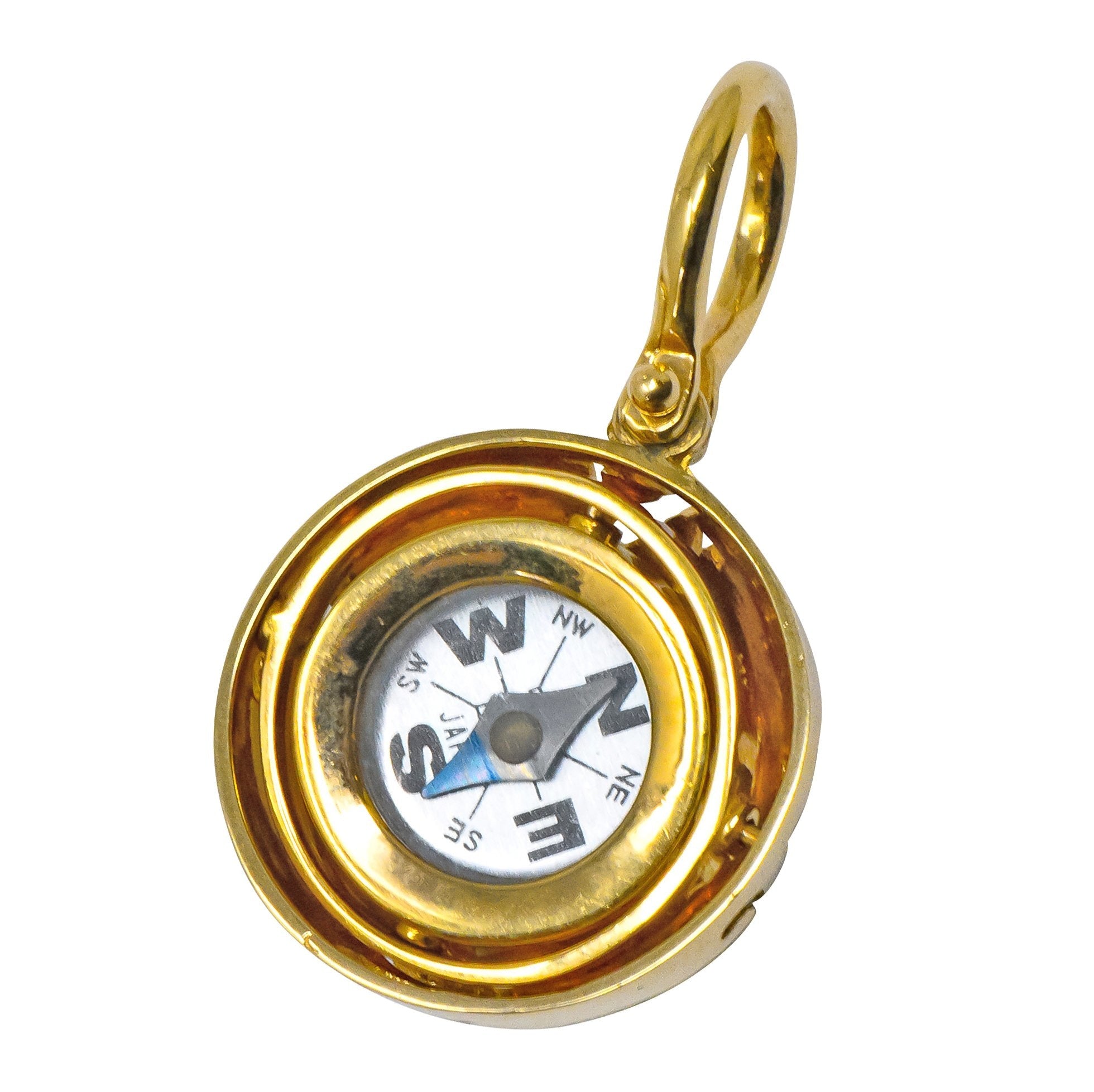 Accar Vintage 14 Karat Gold Gyroscope Compass Pendant - Wilson's Estate Jewelry
