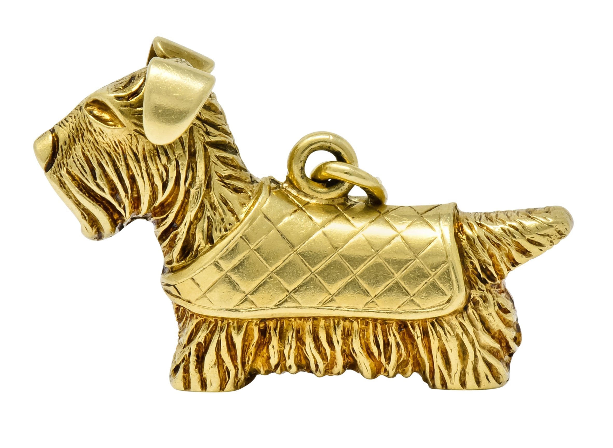 Adorable Art Nouveau 14 Karat Gold German Scottish Terrier Dog Charm - Wilson's Estate Jewelry