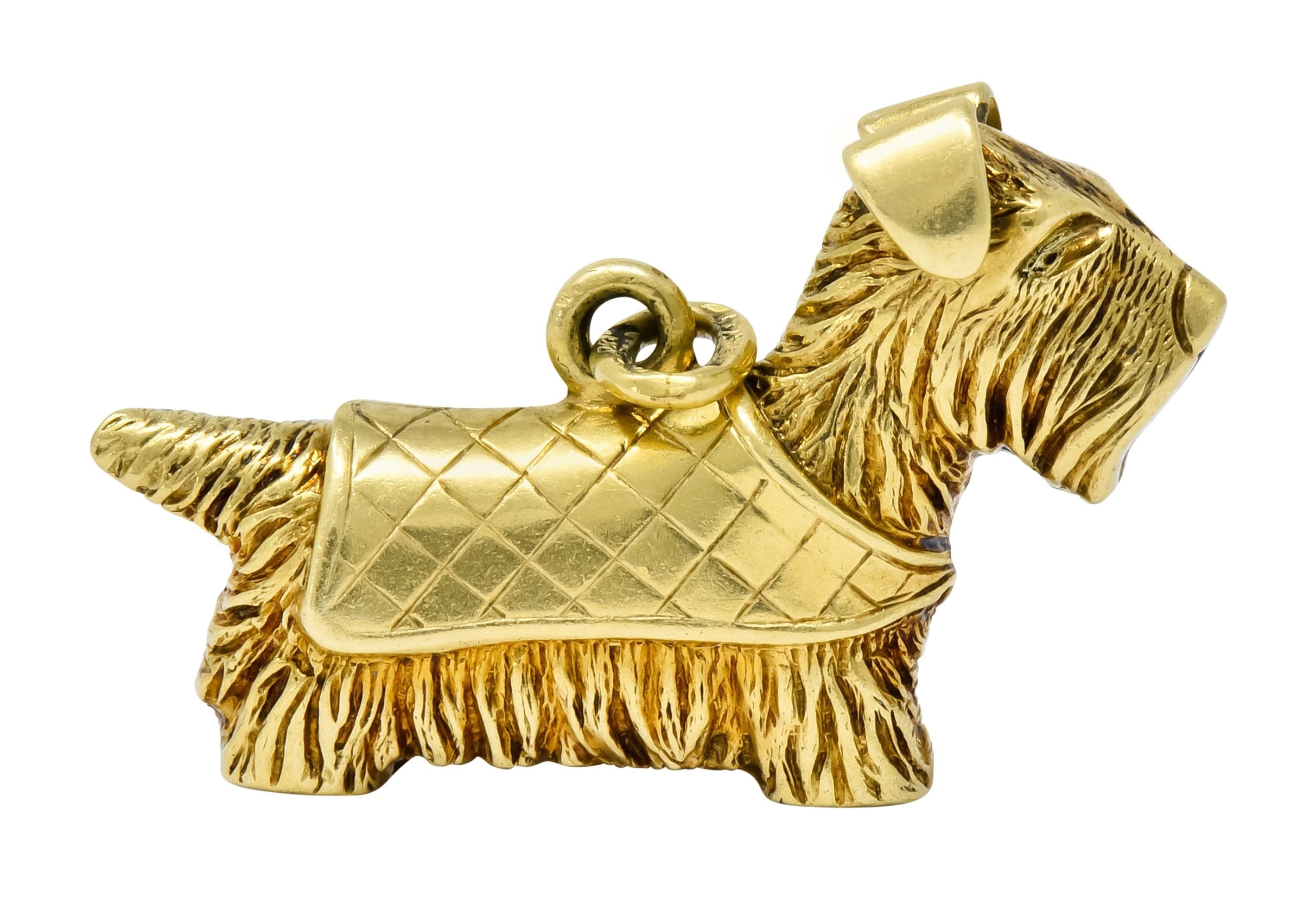 Adorable Art Nouveau 14 Karat Gold German Scottish Terrier Dog Charm - Wilson's Estate Jewelry