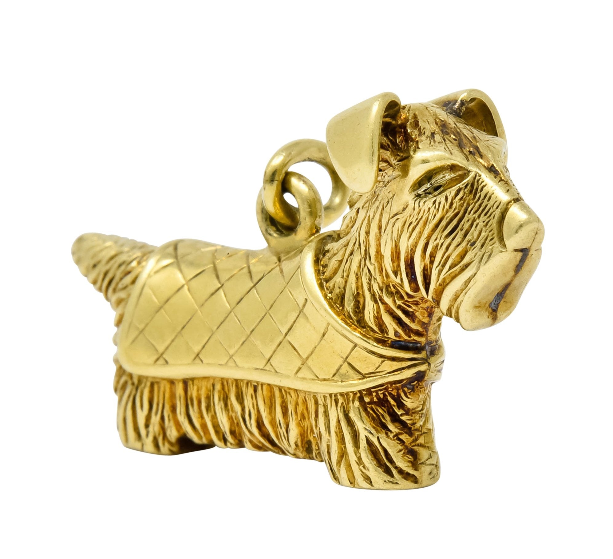 Adorable Art Nouveau 14 Karat Gold German Scottish Terrier Dog Charm - Wilson's Estate Jewelry