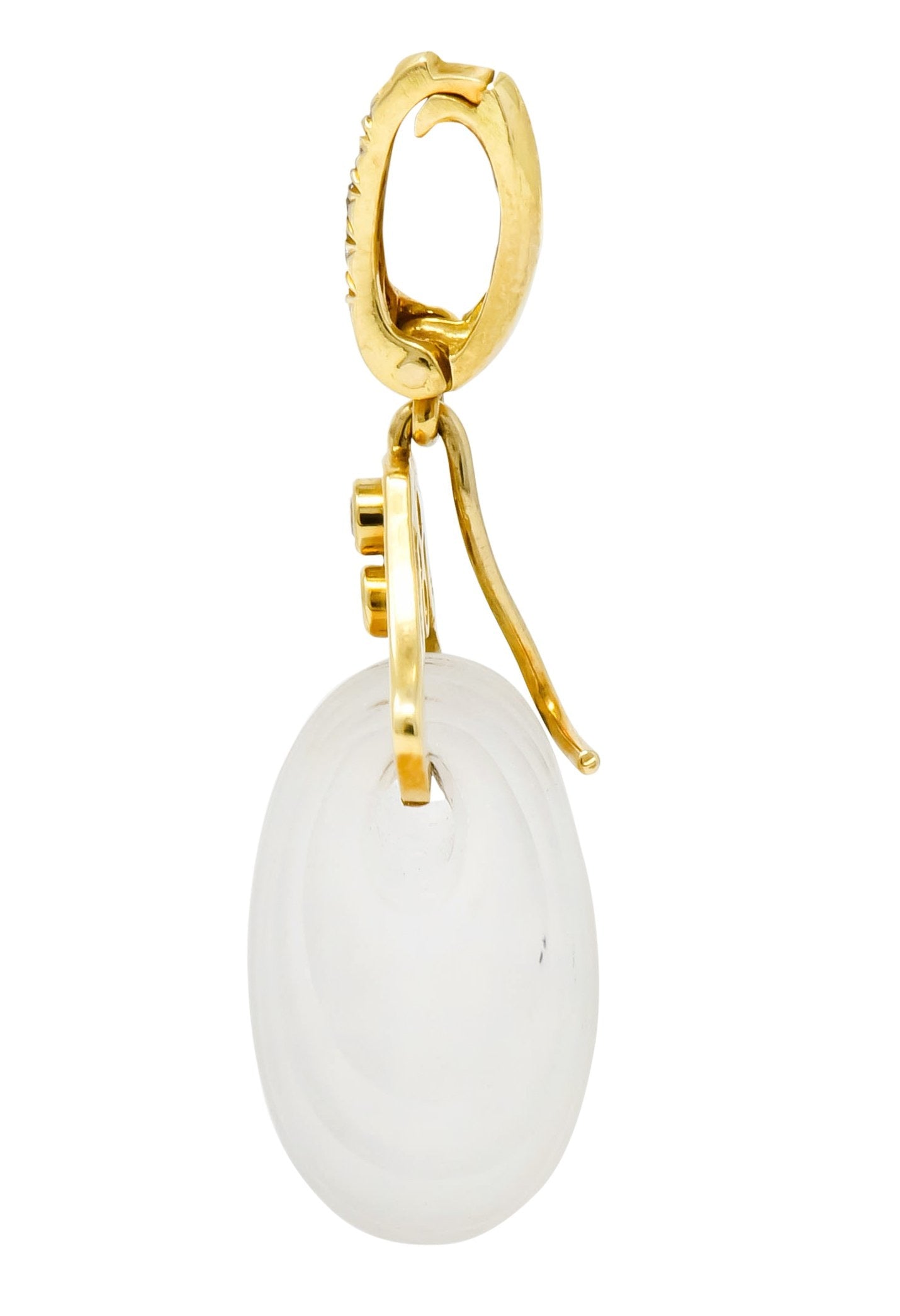 Andrew Clunn Vintage Diamond Rock Crystal 18 Karat Gold Shell Enhancer Pendant - Wilson's Estate Jewelry